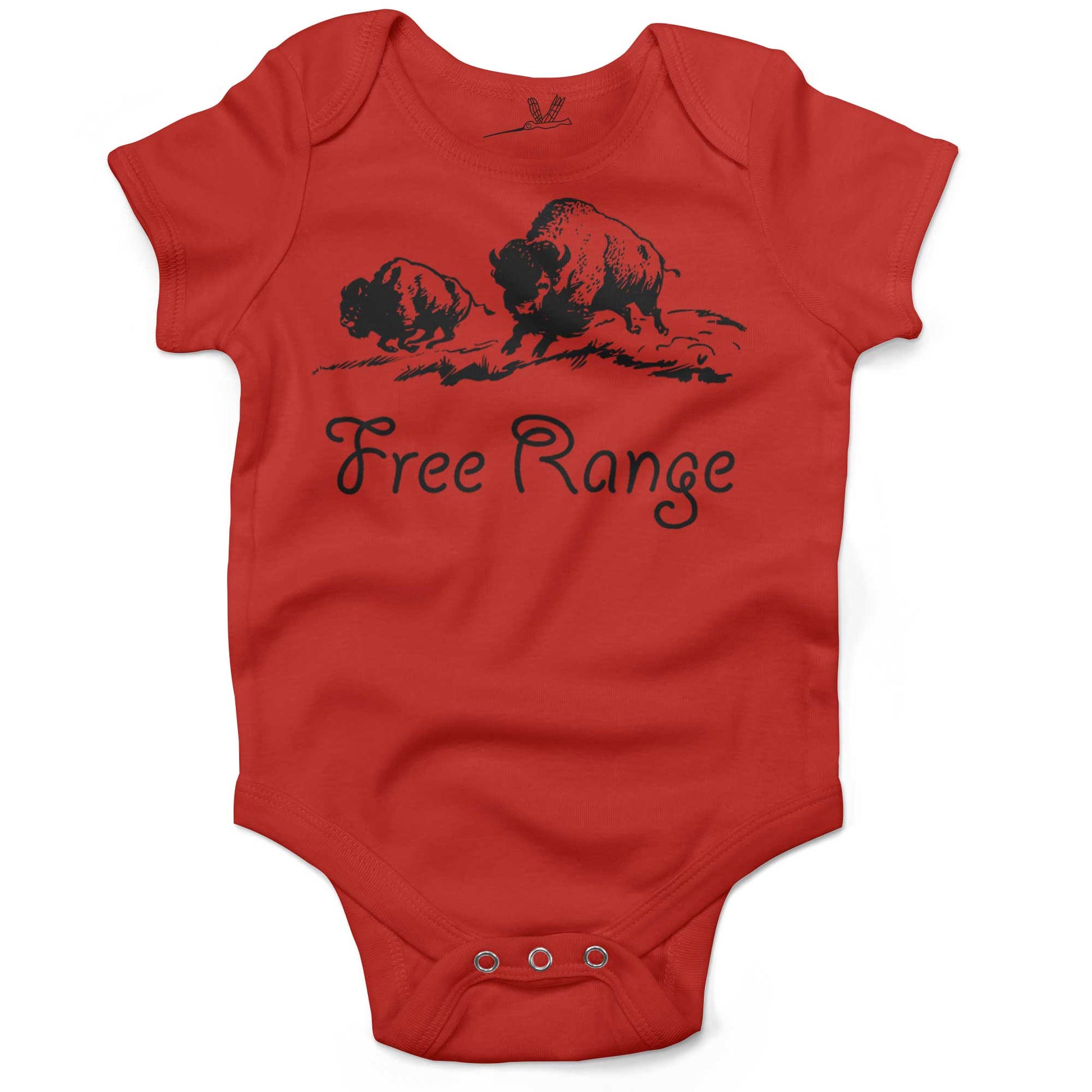 Where The Buffalo Roam Baby One Piece-Organic Red-3-6 months