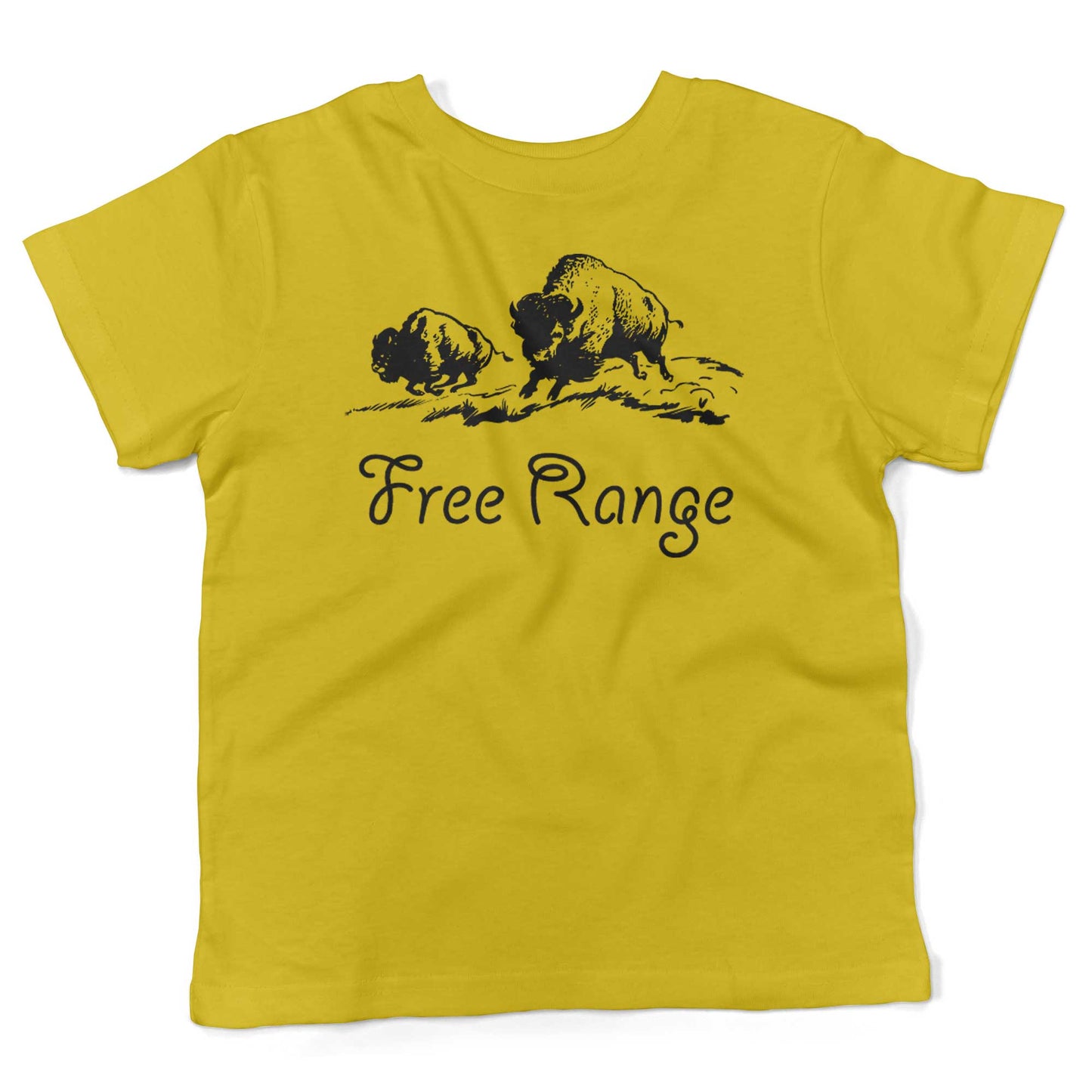 Where The Buffalo Roam Toddler Shirt-Sunshine Yellow-2T