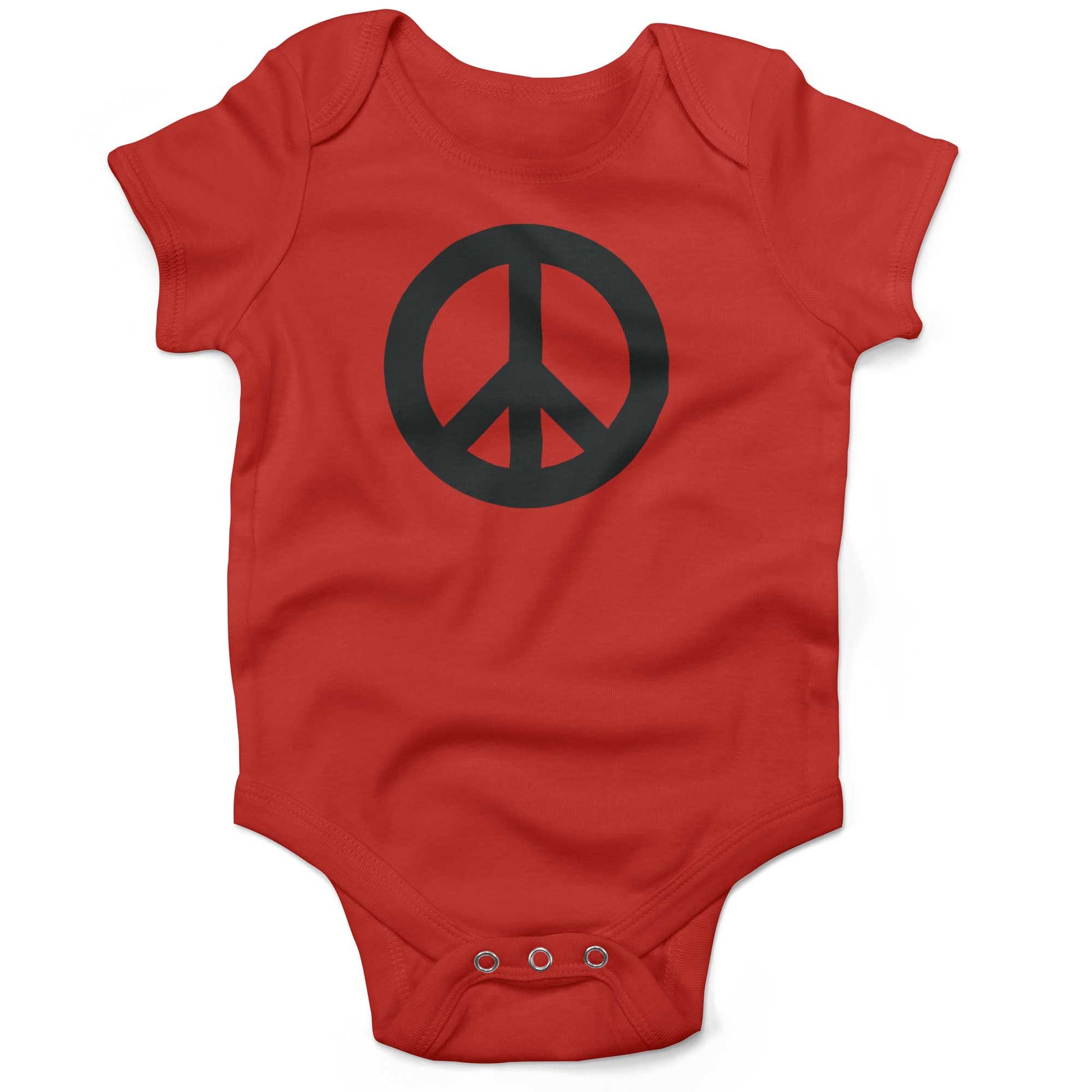 Peace Sign Infant Bodysuit or Raglan Tee-Organic Red-3-6 months