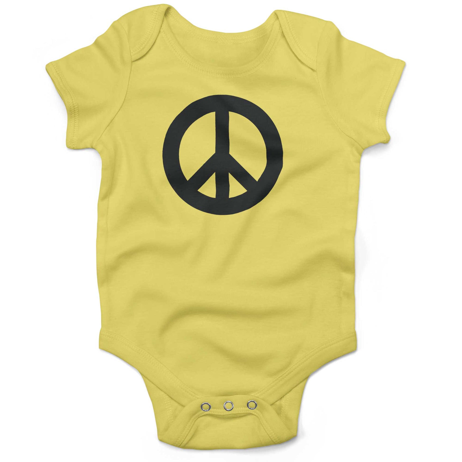 Peace Sign Infant Bodysuit or Raglan Tee-Yellow-3-6 months