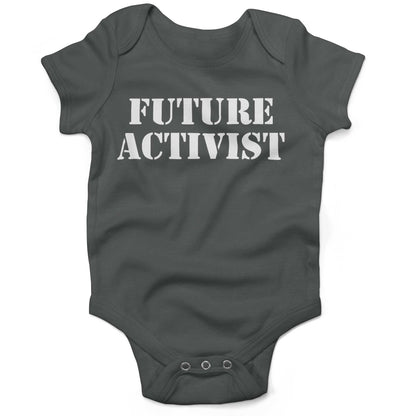 Future Activist Infant Bodysuit or Raglan Tee-Organic Asphalt-3-6 months