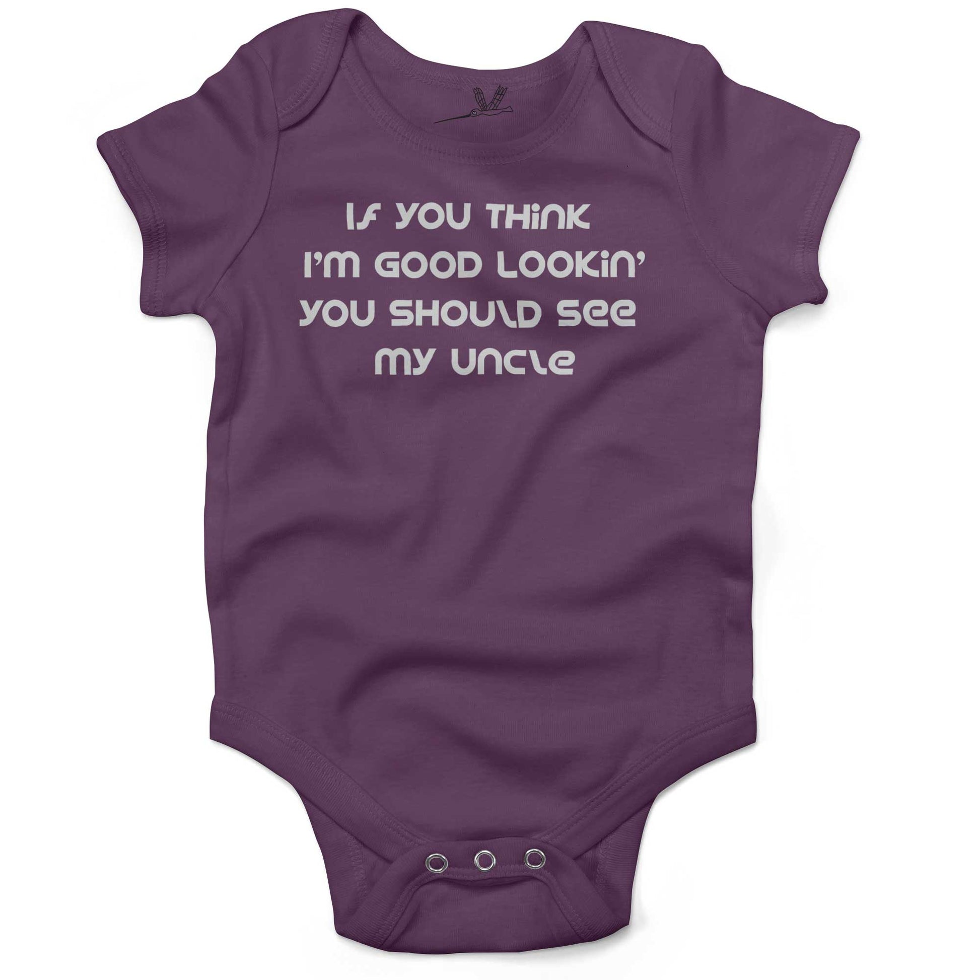 If You Think I'm Good Lookin' You Should See My Uncle Infant Bodysuit or Raglan Tee-Organic Purple-3-6 months