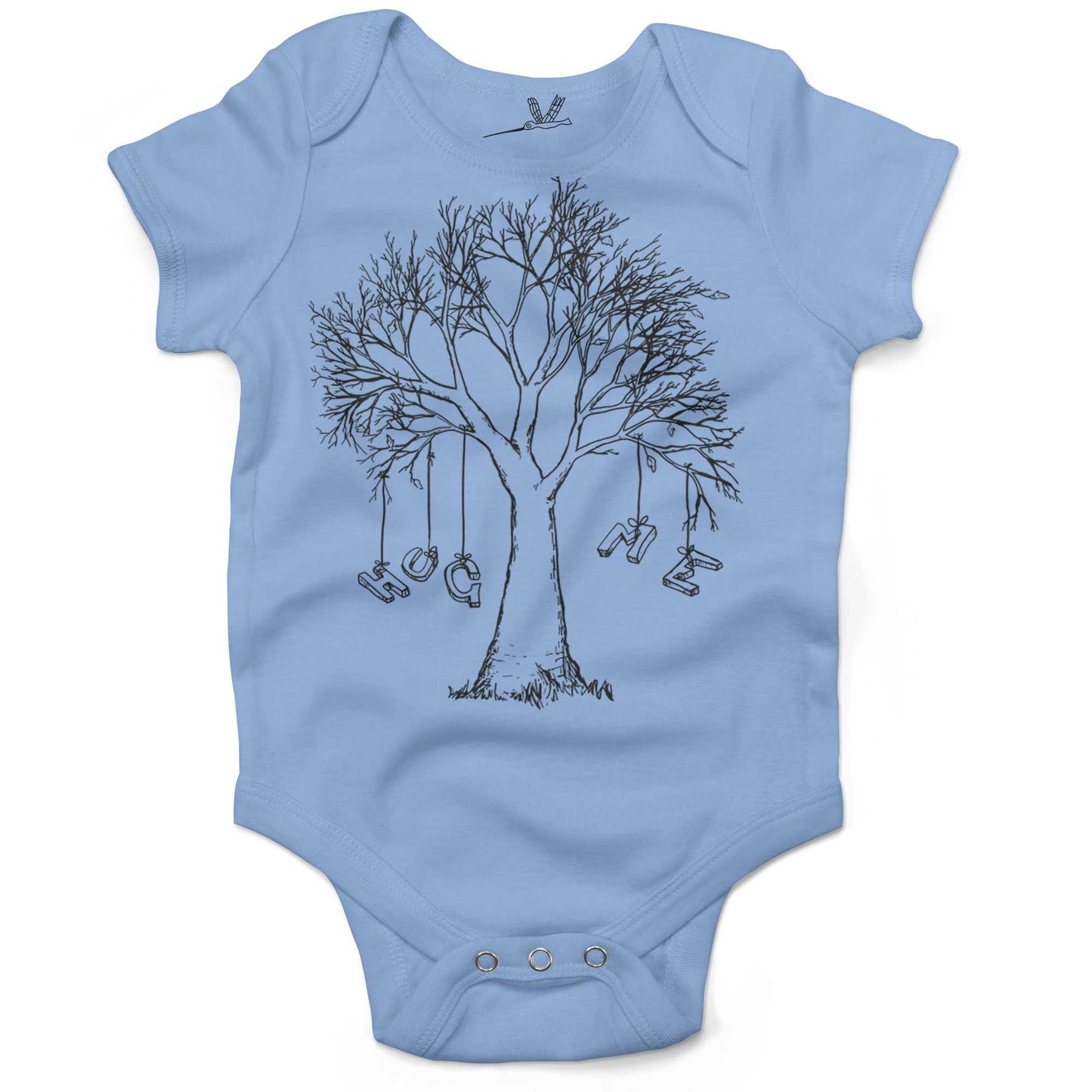 Hug A Tree Infant Bodysuit or Raglan Tee-Organic Baby Blue-3-6 months