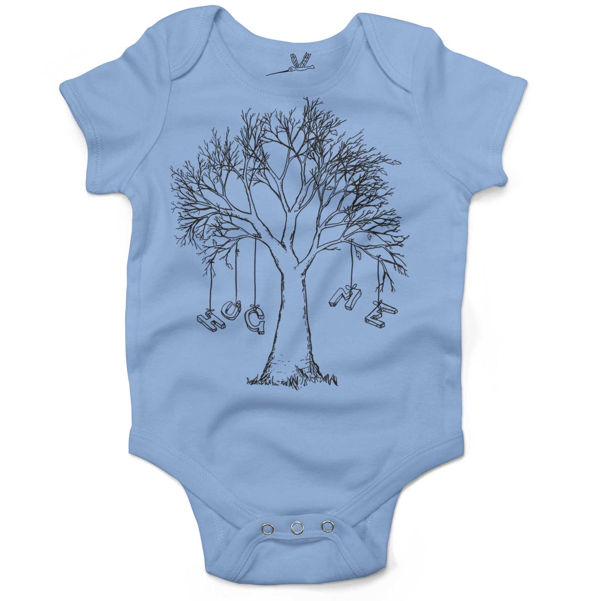 Hug A Tree Infant Bodysuit or Raglan Tee-Organic Baby Blue-3-6 months