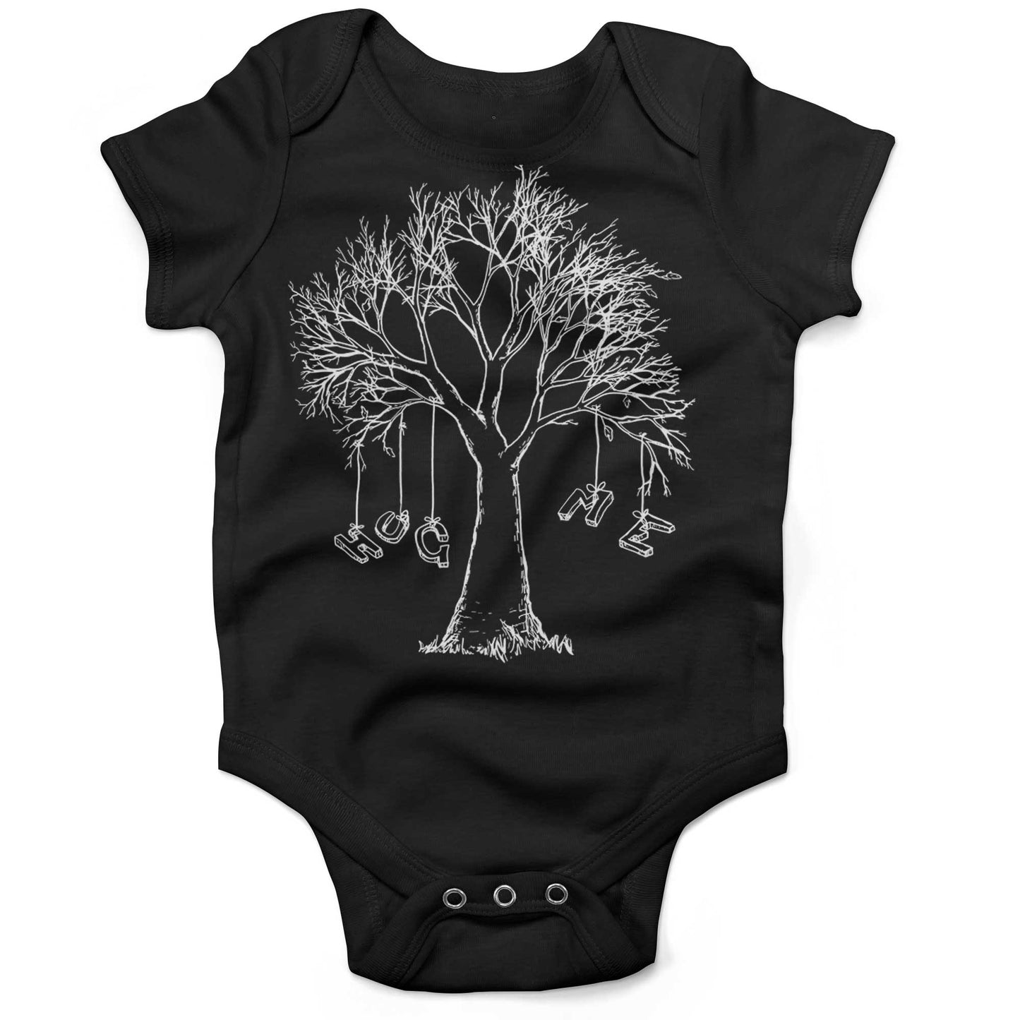 Hug A Tree Infant Bodysuit or Raglan Tee-Organic Black-3-6 months