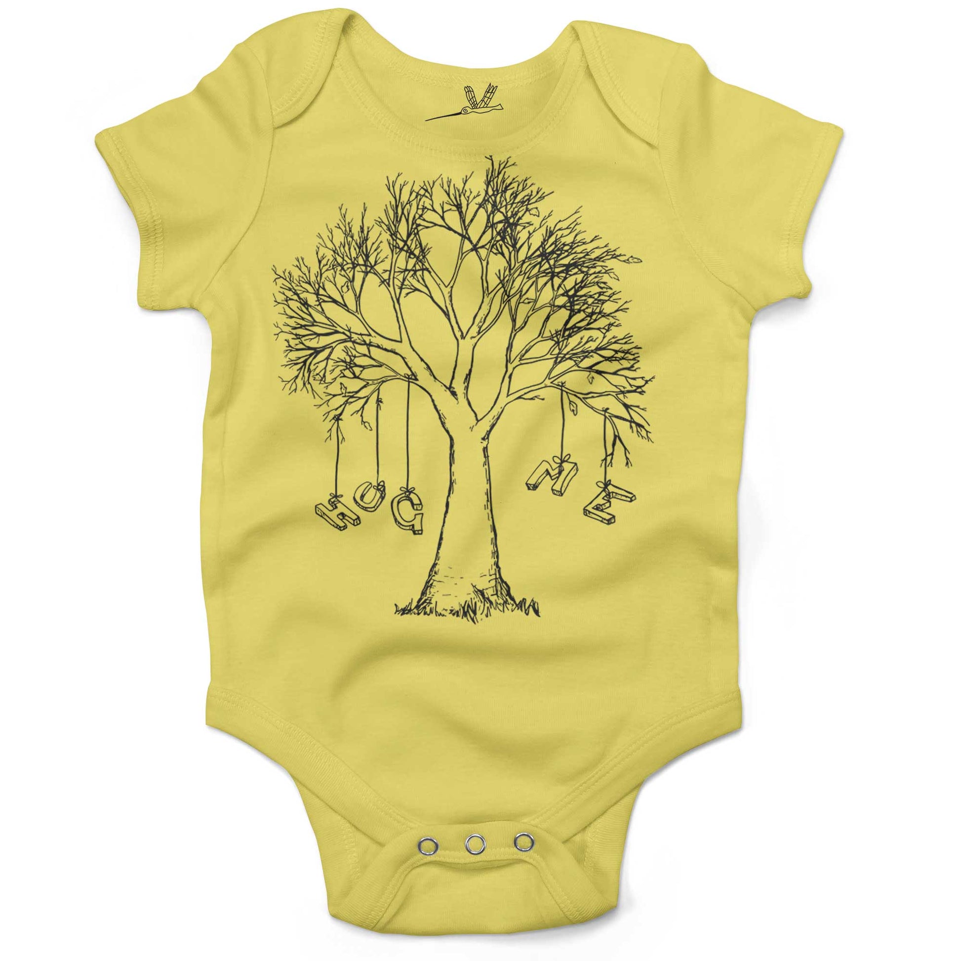 Hug A Tree Infant Bodysuit or Raglan Tee-Yellow-3-6 months