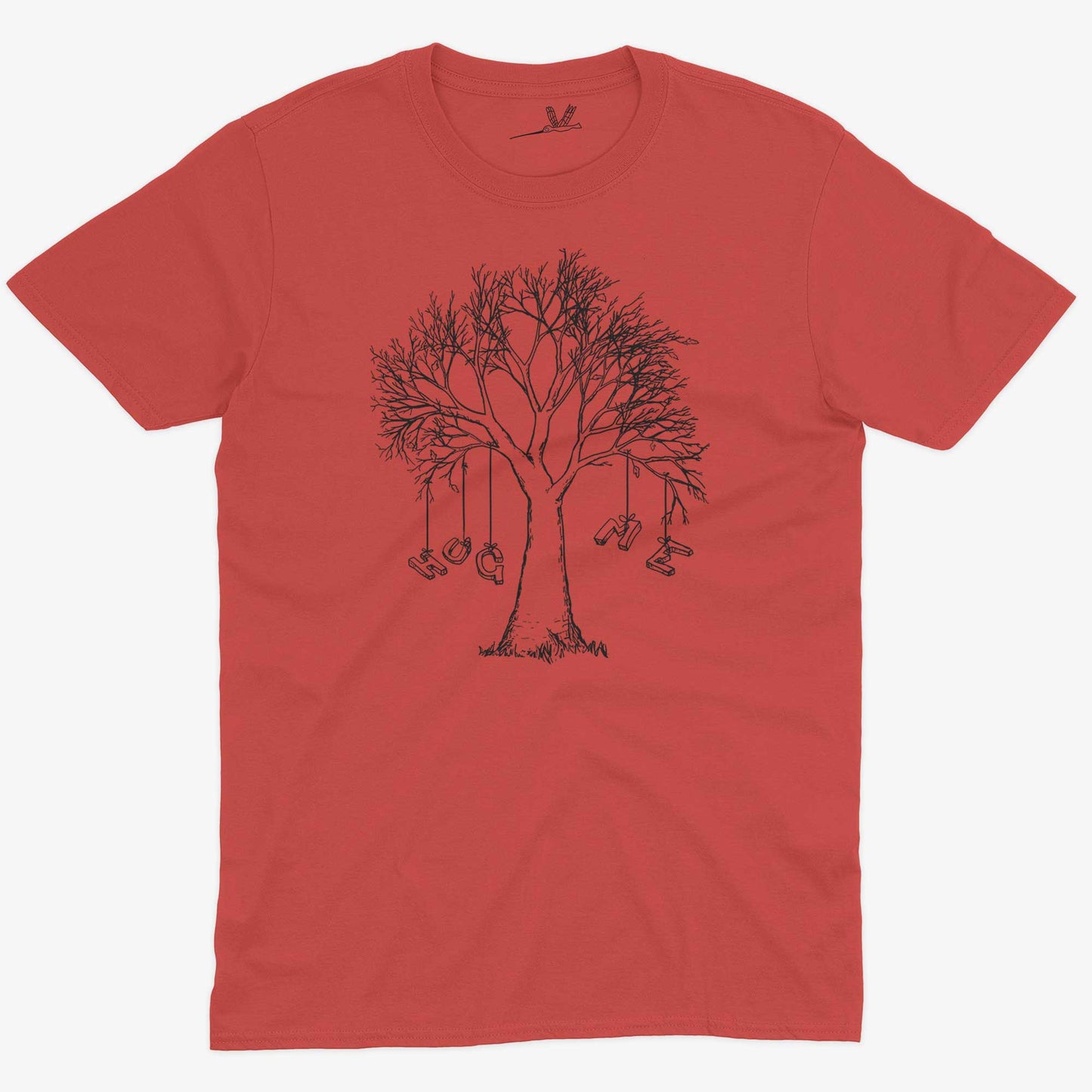 Hug A Tree Unisex Or Women's Cotton T-shirt-Red-Unisex