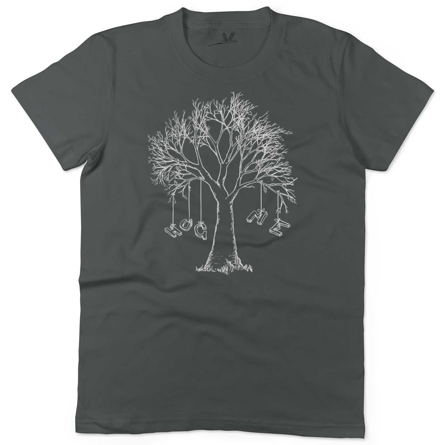 Hug A Tree Unisex Or Women's Cotton T-shirt-Asphalt-Woman