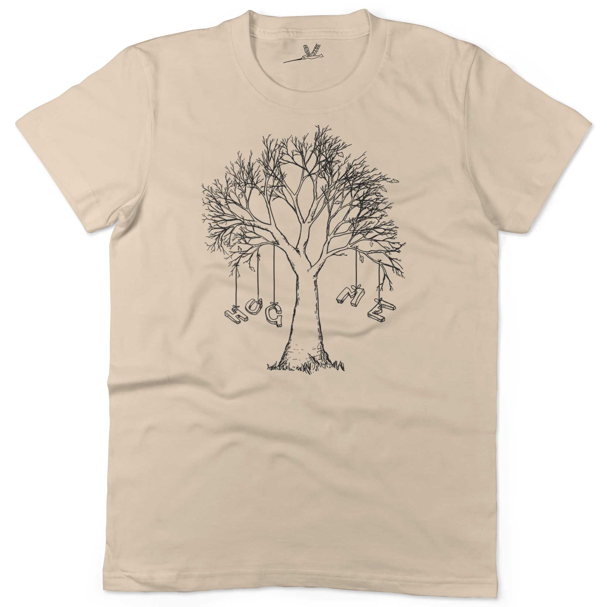 Hug A Tree Unisex Or Women's Cotton T-shirt-Organic Natural-Woman
