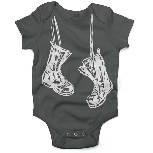 Baby Combat Boots Infant Bodysuit or Raglan Tee-Organic Asphalt-3-6 months