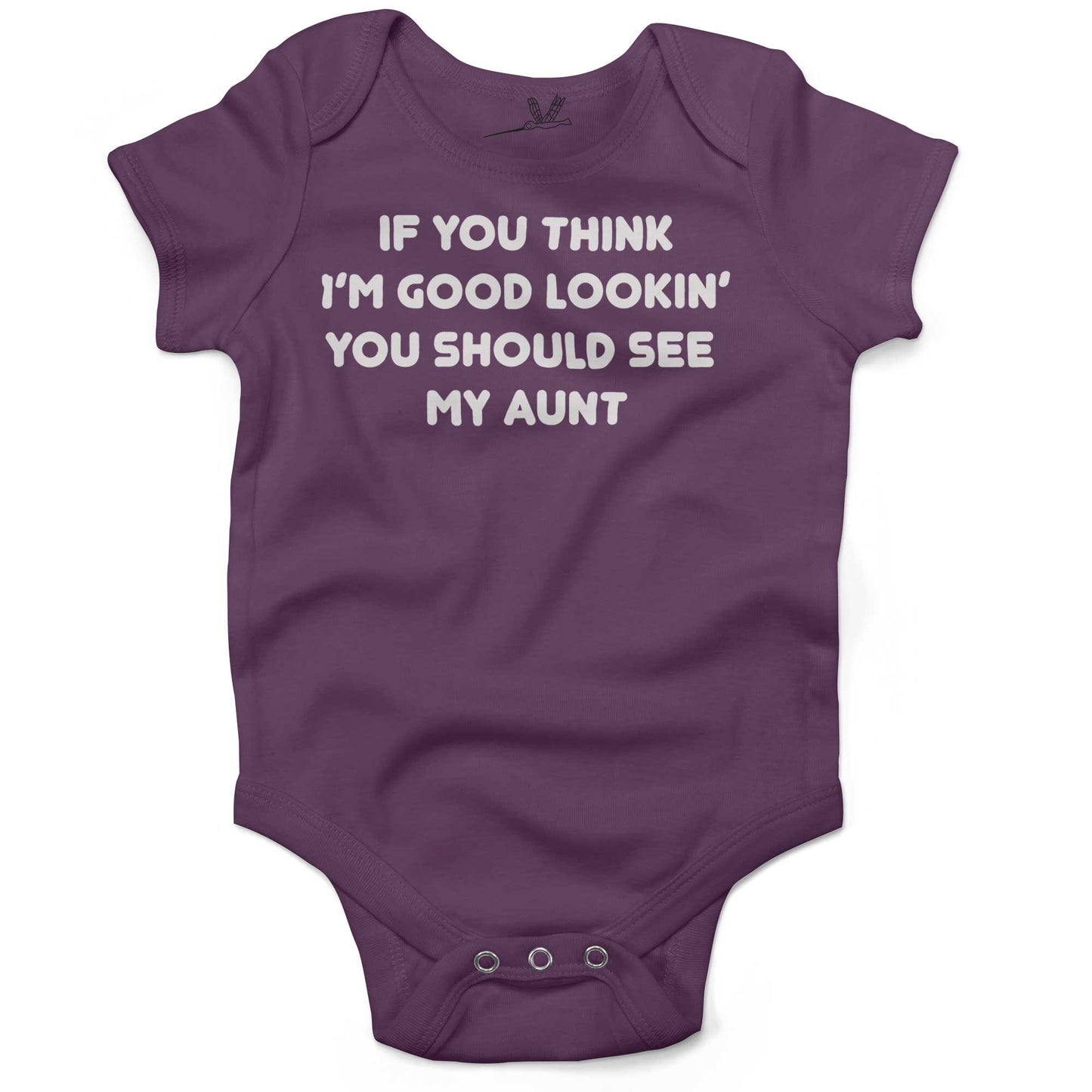 If You Think I'm Good Lookin' You Should See My Aunt Infant Bodysuit or Raglan Tee-Organic Purple-3-6 months