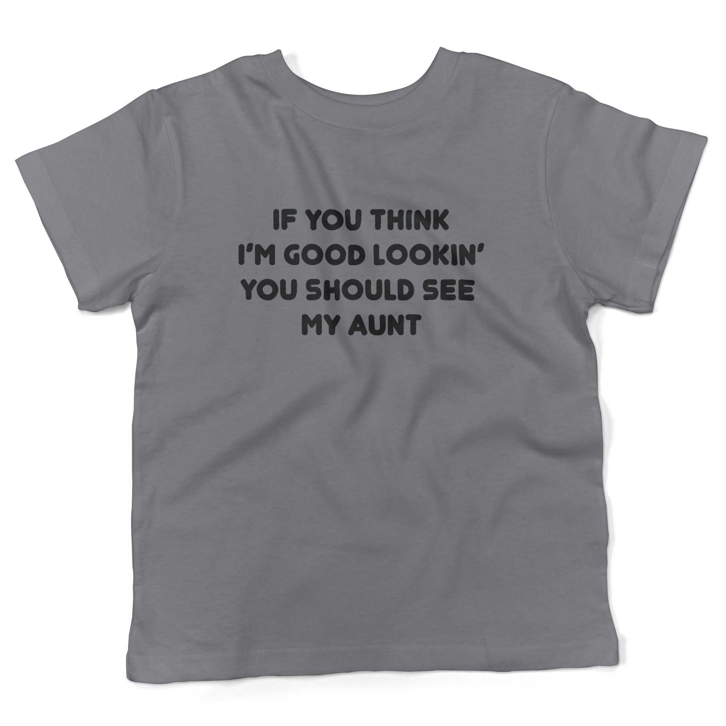 If You Think I'm Good Lookin' You Should See My Aunt Toddler Shirt-Slate-2T