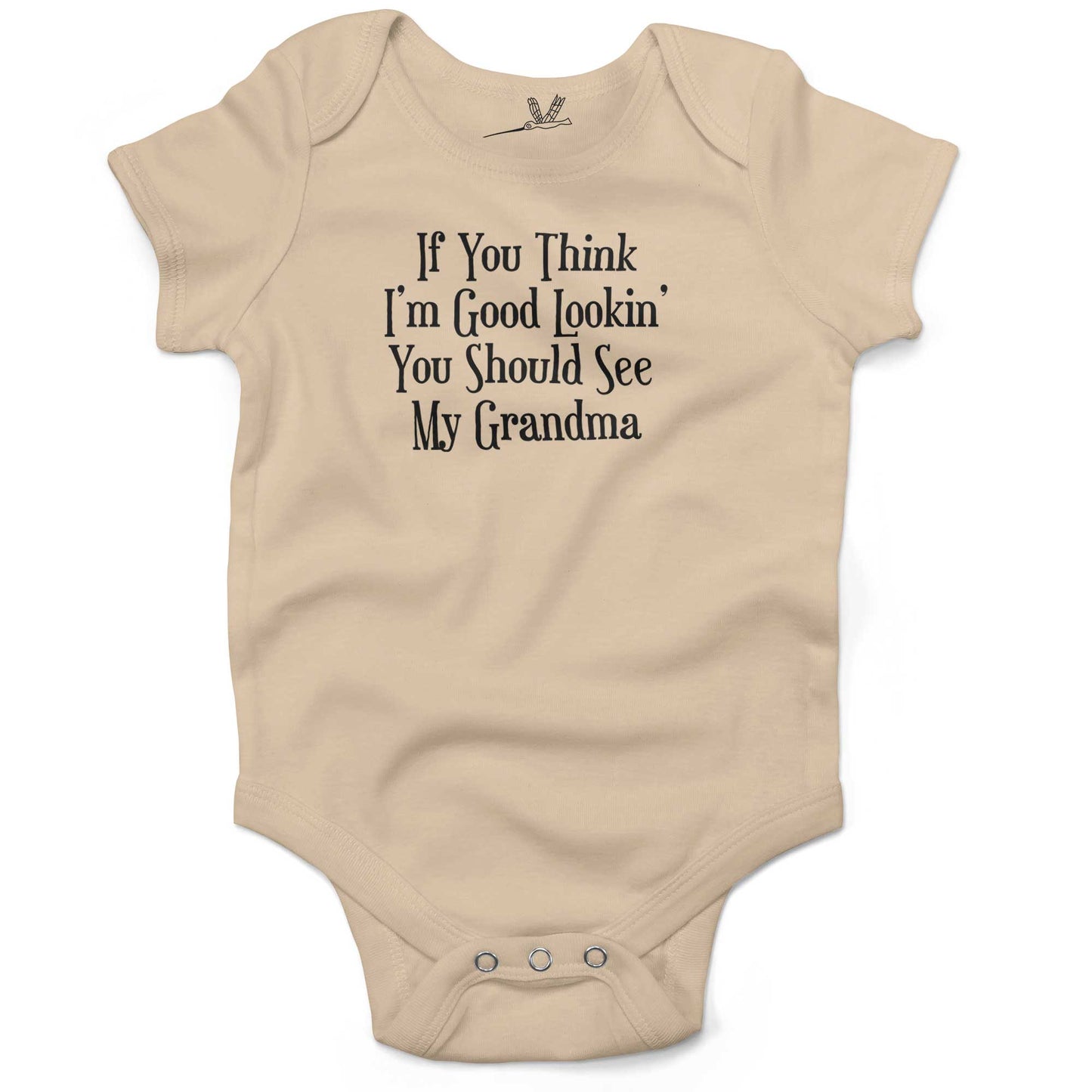 If You Think I'm Good Lookin', You Should See My Grandma Infant Bodysuit or Raglan Tee-Organic Natural-3-6 months