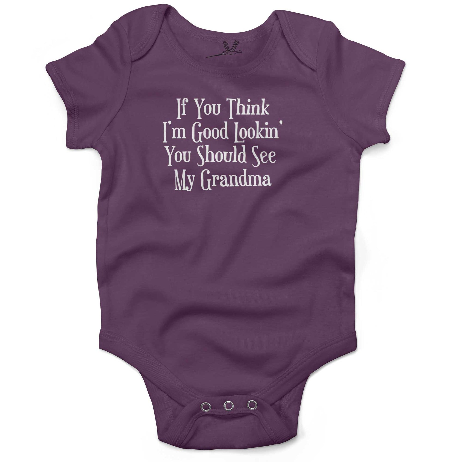 If You Think I'm Good Lookin', You Should See My Grandma Infant Bodysuit or Raglan Tee-Organic Purple-3-6 months