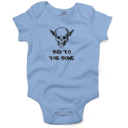 Bad To The Bone Infant Bodysuit or Raglan Tee-Organic Baby Blue-3-6 months