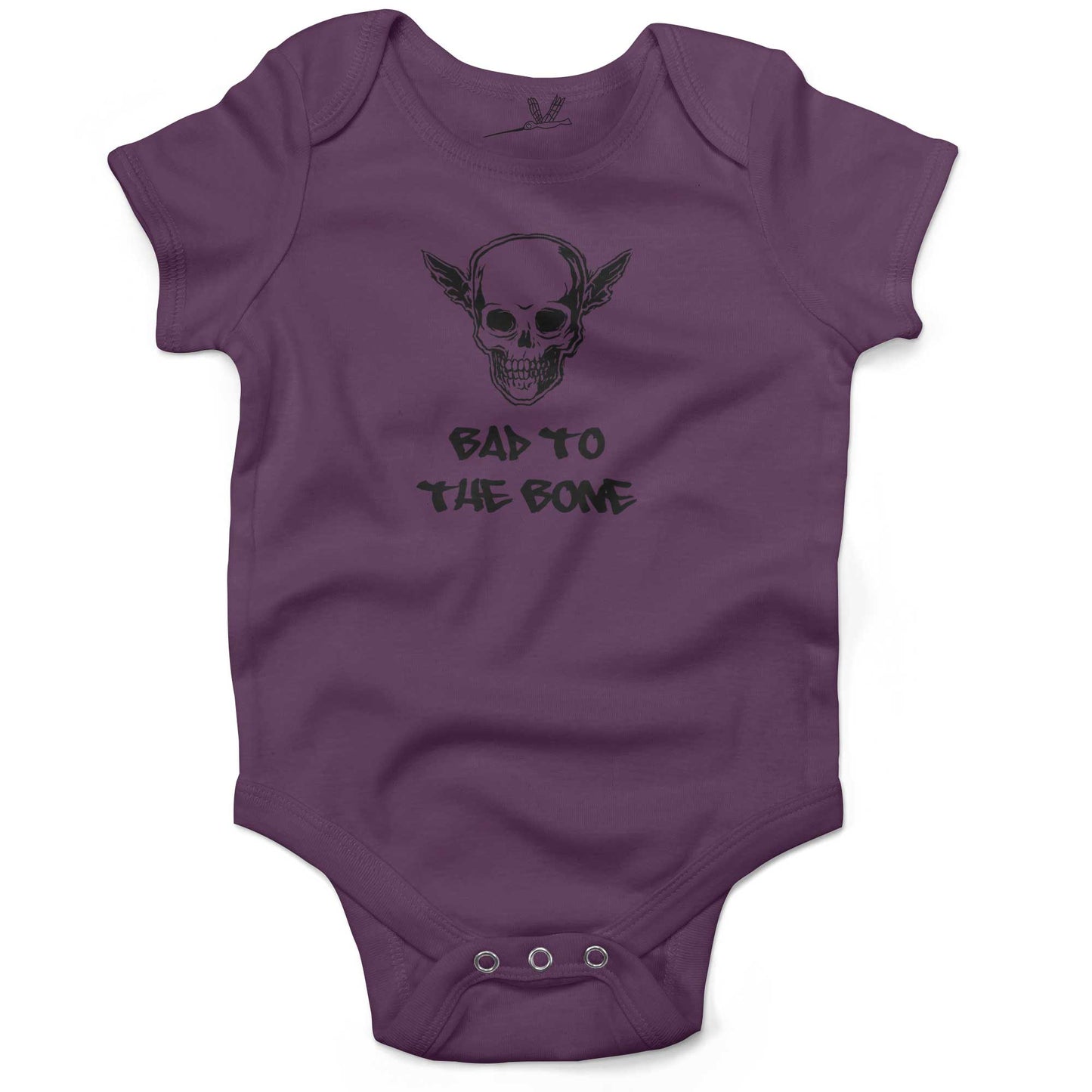 Bad To The Bone Infant Bodysuit or Raglan Tee-Organic Purple-3-6 months