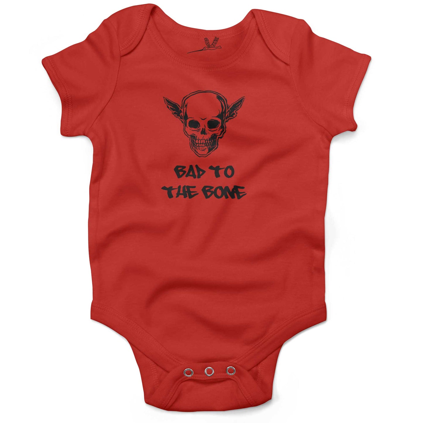 Bad To The Bone Infant Bodysuit or Raglan Tee-Organic Red-3-6 months