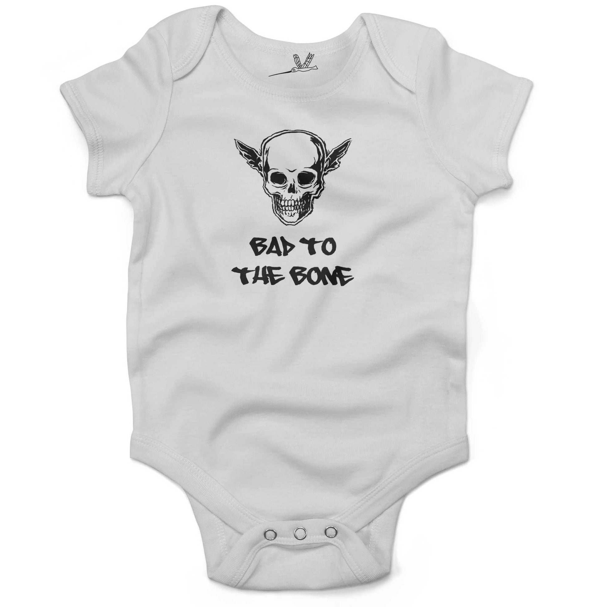 Bad To The Bone Infant Bodysuit or Raglan Tee-White-3-6 months