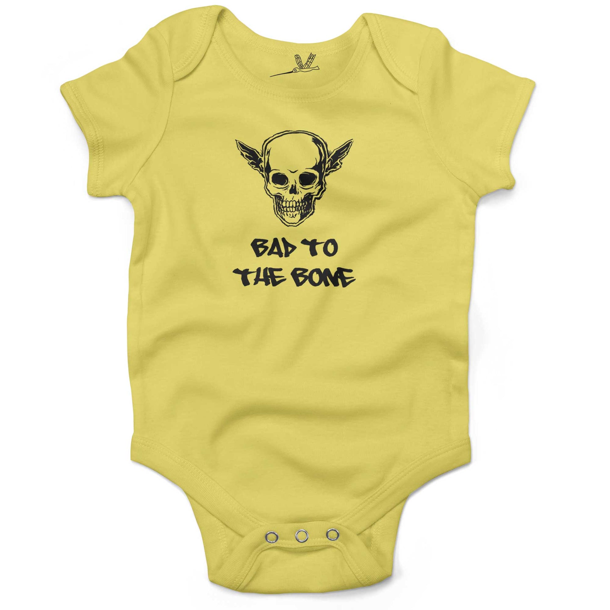 Bad To The Bone Infant Bodysuit or Raglan Tee-Yellow-3-6 months
