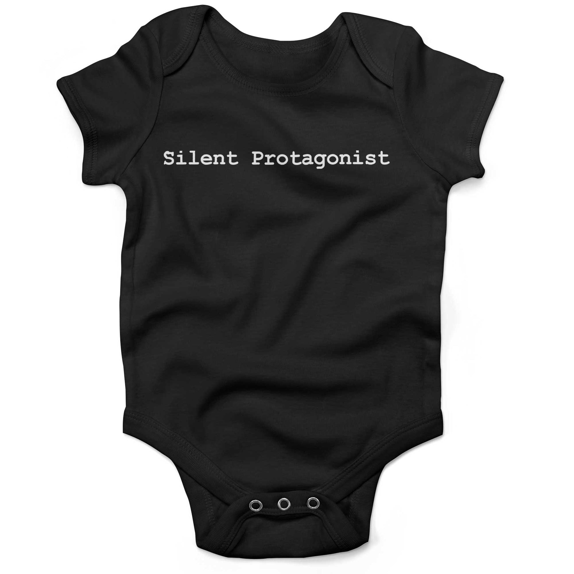 Silent Protagonist Infant Bodysuit or Raglan Tee-Organic Black-3-6 months