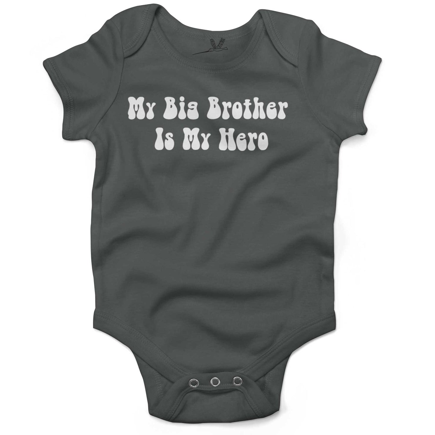 My Big Brother Is My Hero Infant Bodysuit or Raglan Tee-Organic Asphalt-3-6 months