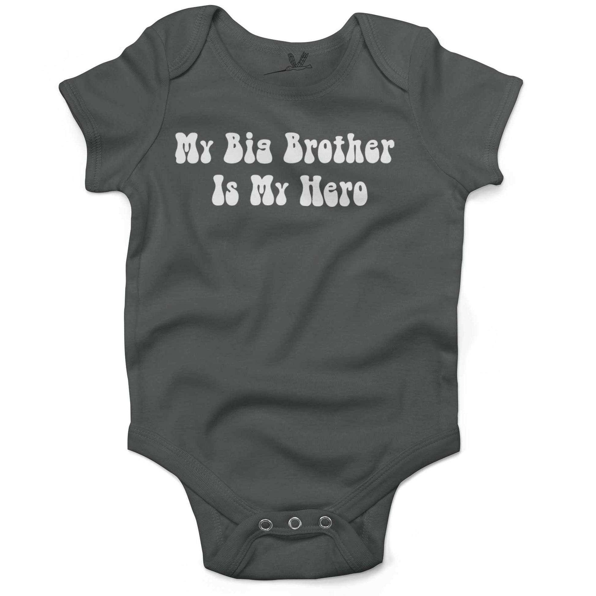 My Big Brother Is My Hero Infant Bodysuit or Raglan Tee-Organic Asphalt-3-6 months