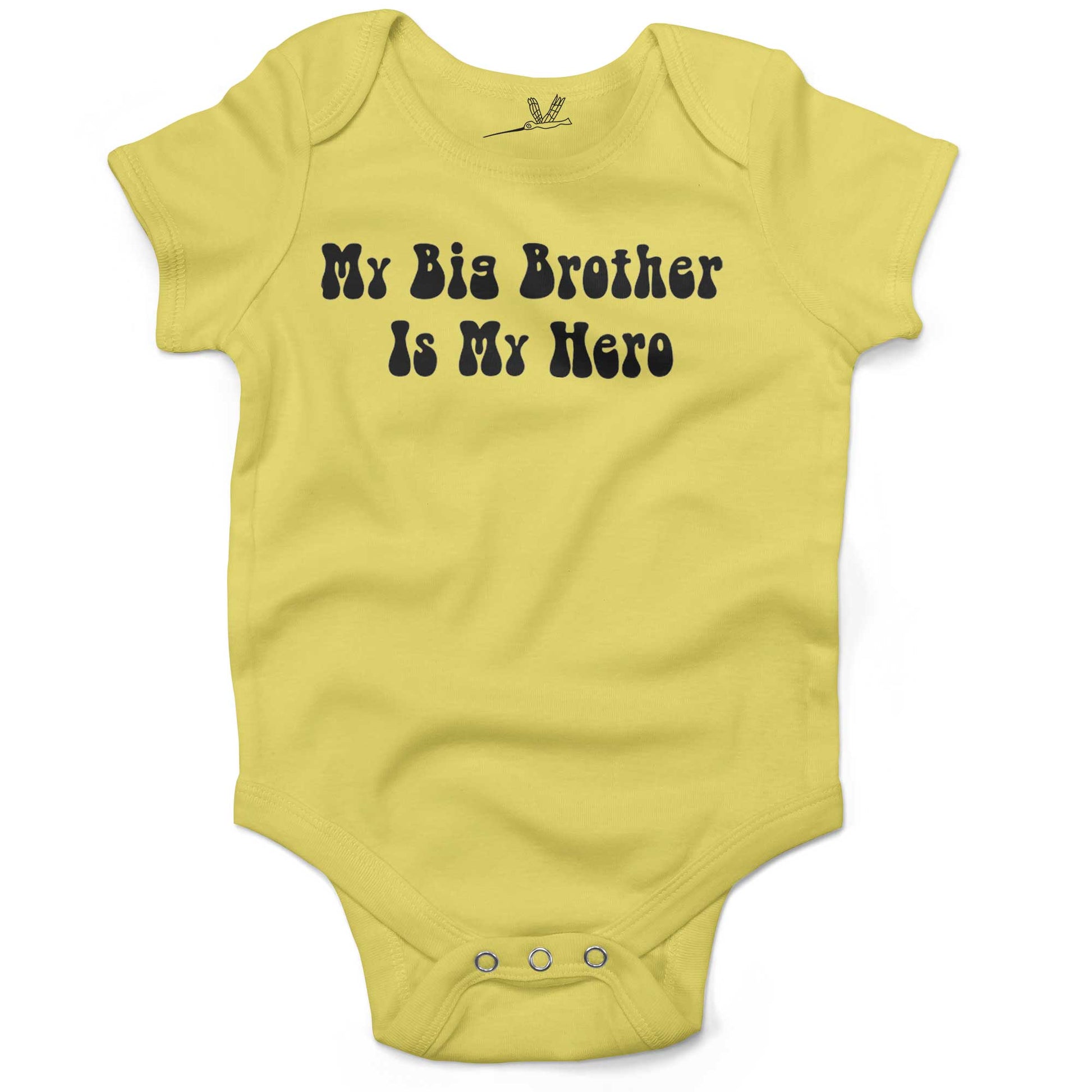 My Big Brother Is My Hero Infant Bodysuit or Raglan Tee-Yellow-3-6 months