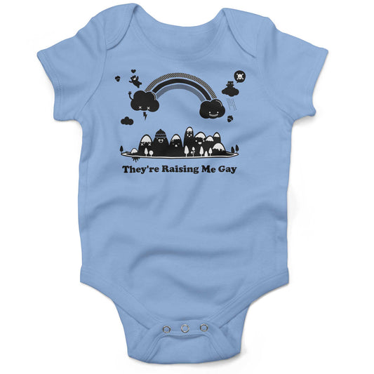 They're Raising Me Gay Infant Bodysuit or Raglan Tee-Organic Baby Blue-3-6 months