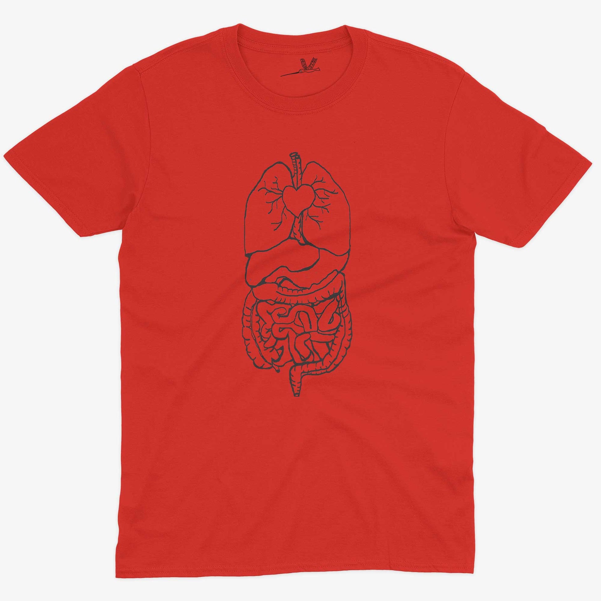 Digestive System Unisex Or Women's Cotton T-shirt-Red-Unisex