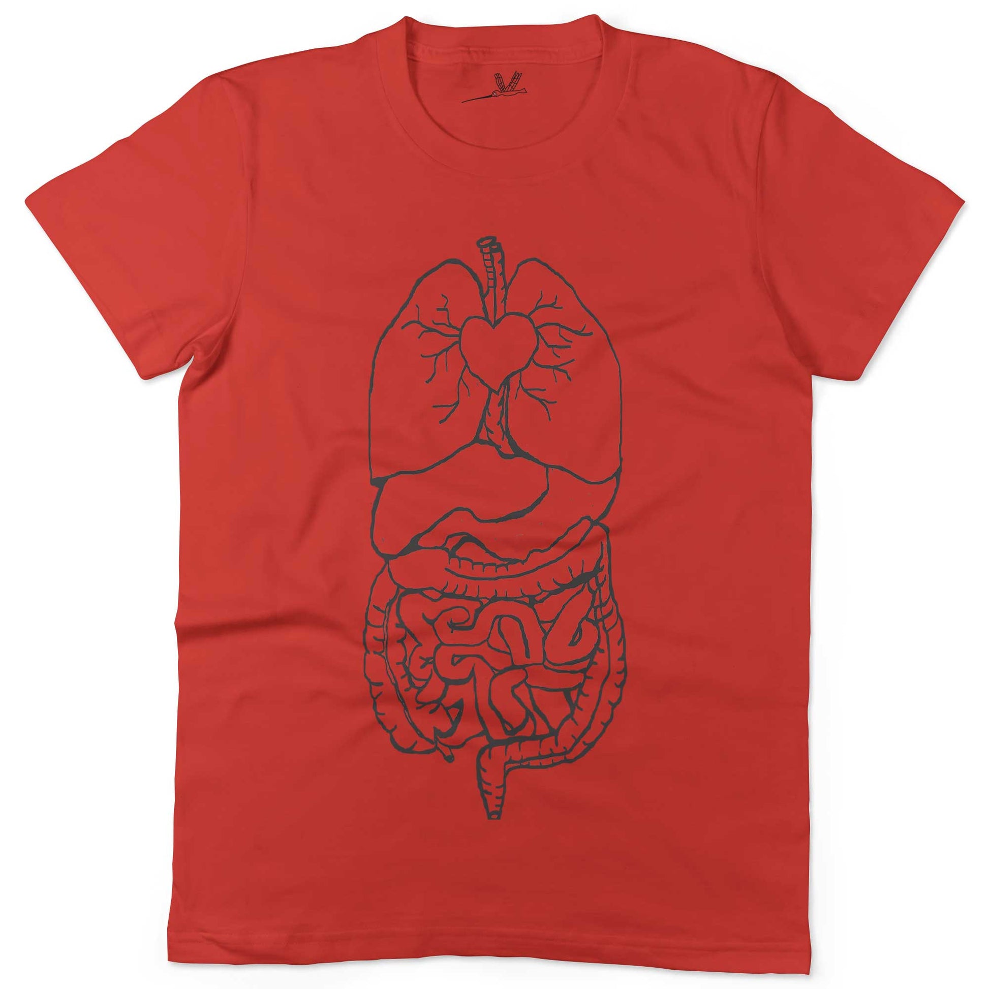 Digestive System Unisex Or Women's Cotton T-shirt-Red-Woman