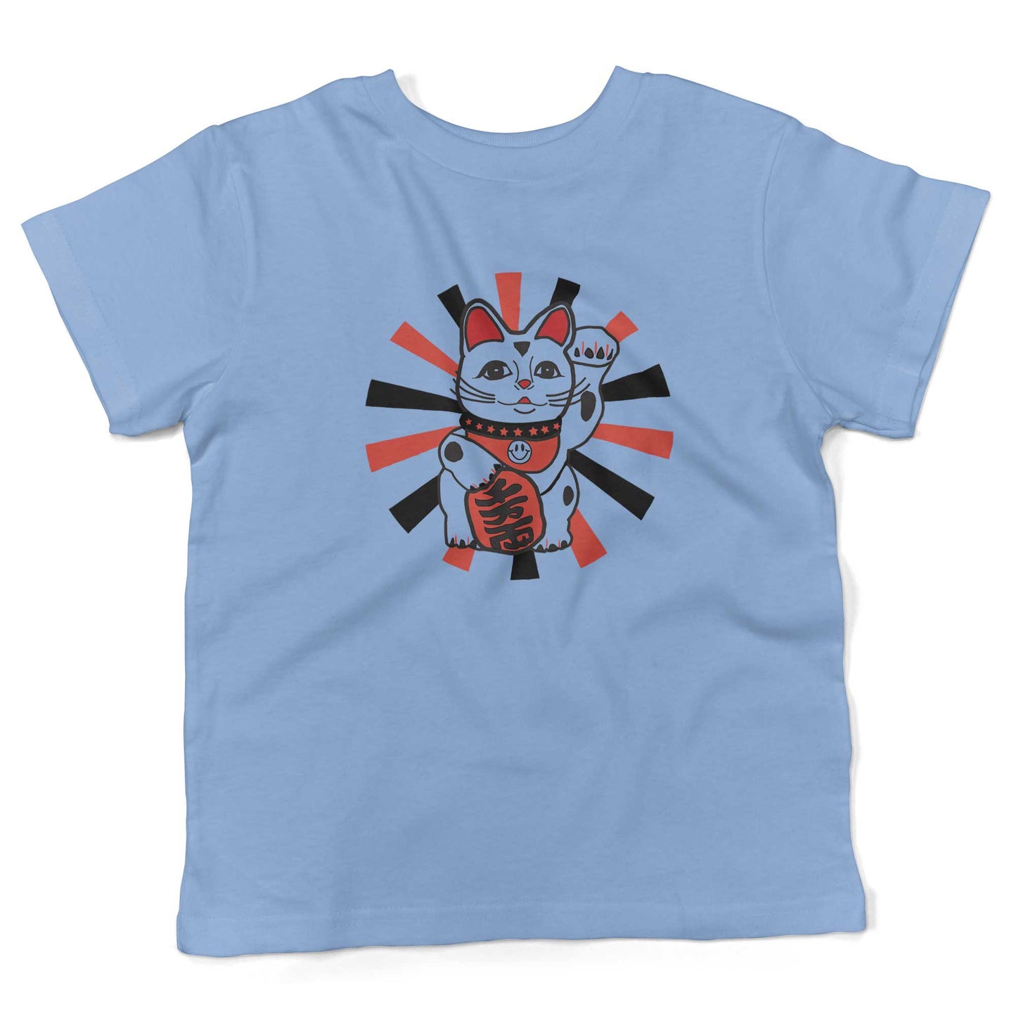 Japanese Lucky Cat Toddler Shirt-Organic Baby Blue-2T