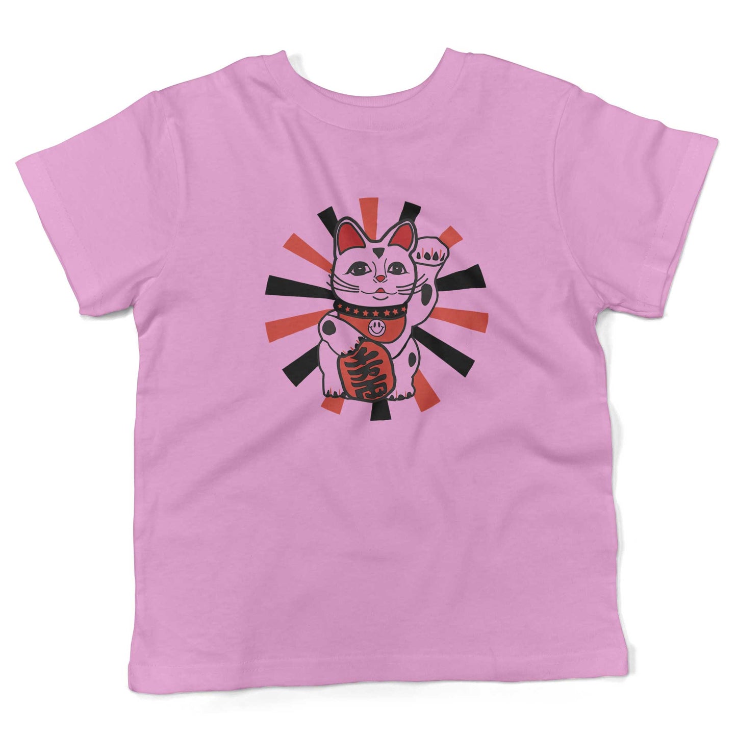 Japanese Lucky Cat Toddler Shirt-Organic Pink-2T