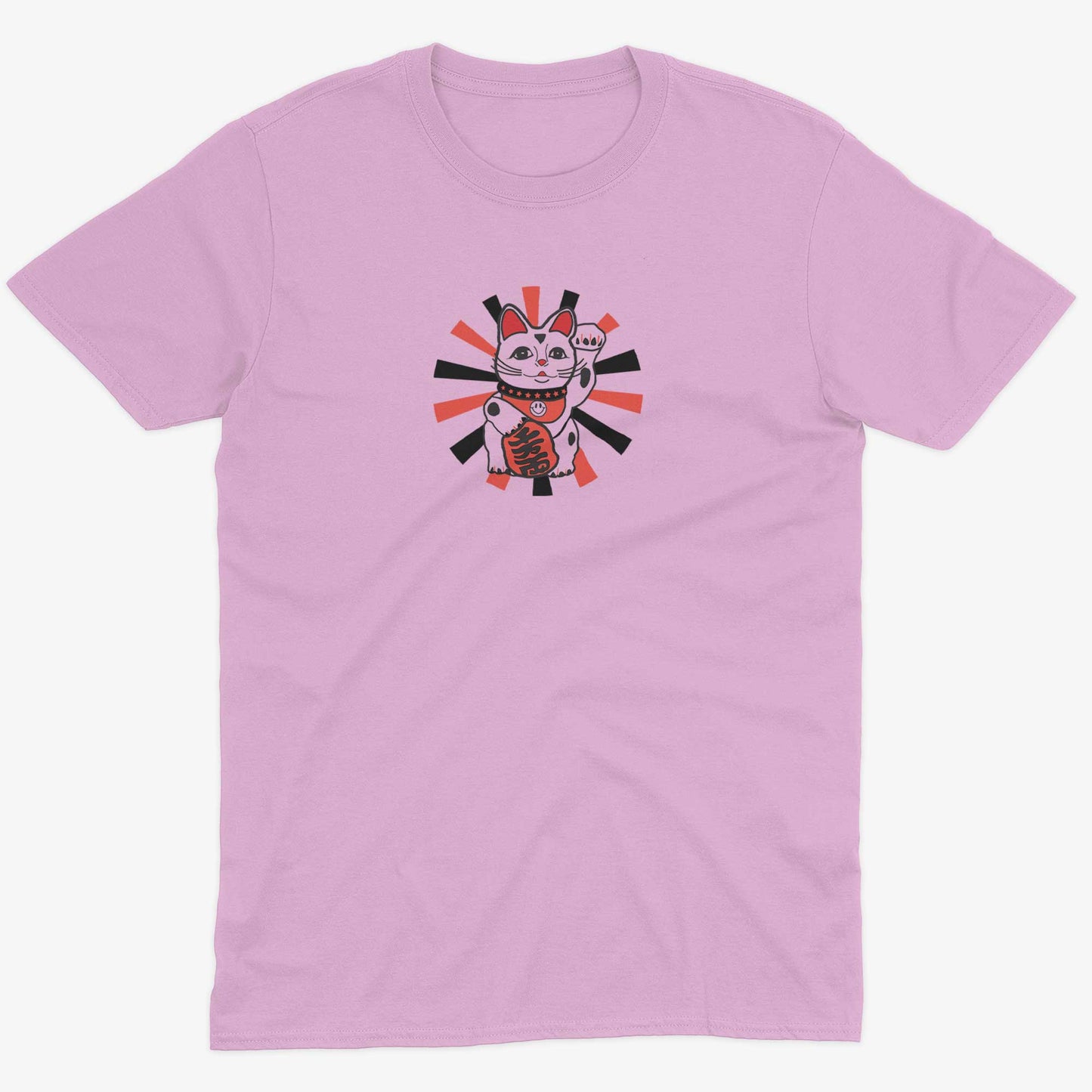 Japanese Lucky Cat Unisex Or Women's Cotton T-shirt-Pink-Unisex