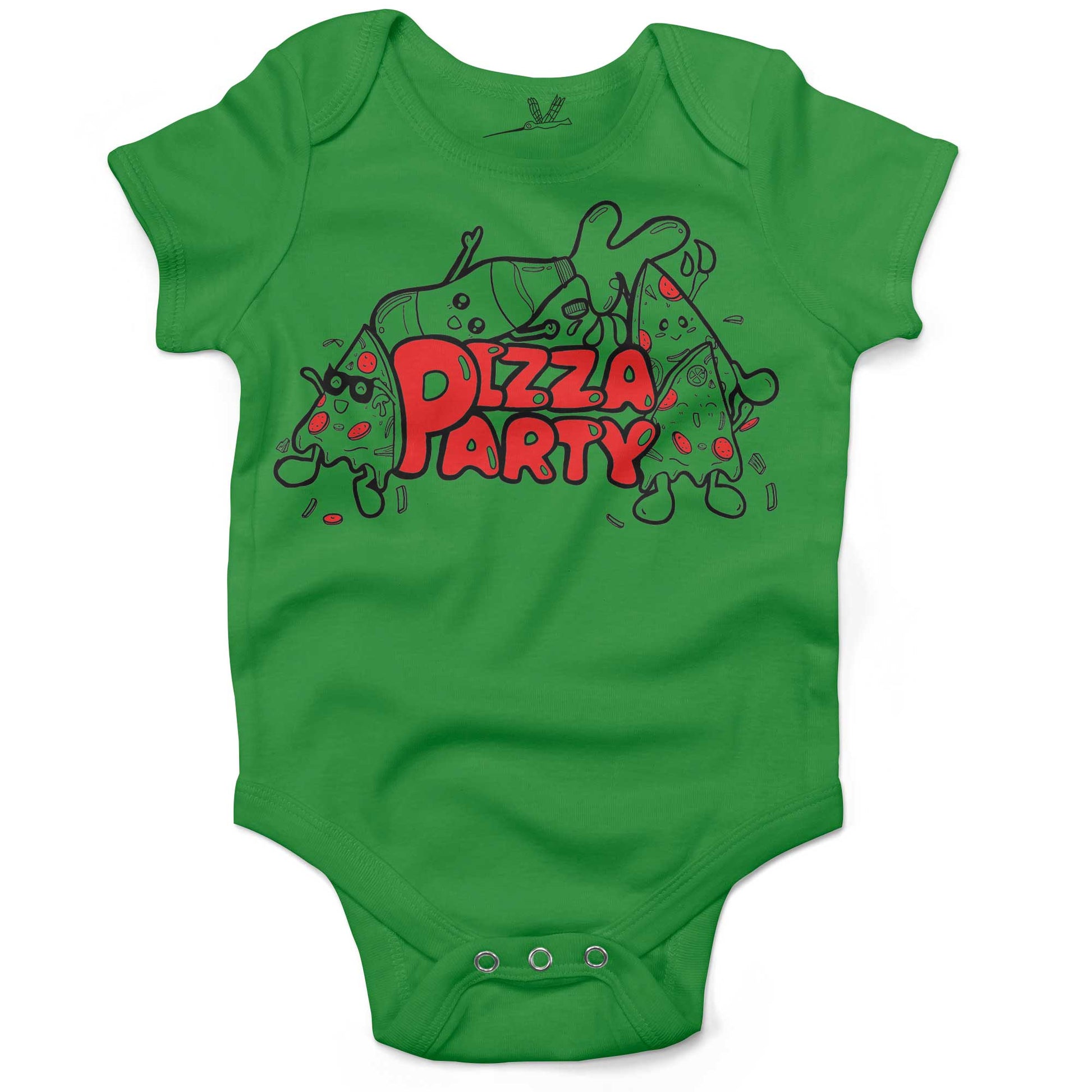 Pizza Party Infant Bodysuit or Raglan Baby Tee-Grass Green-3-6 months