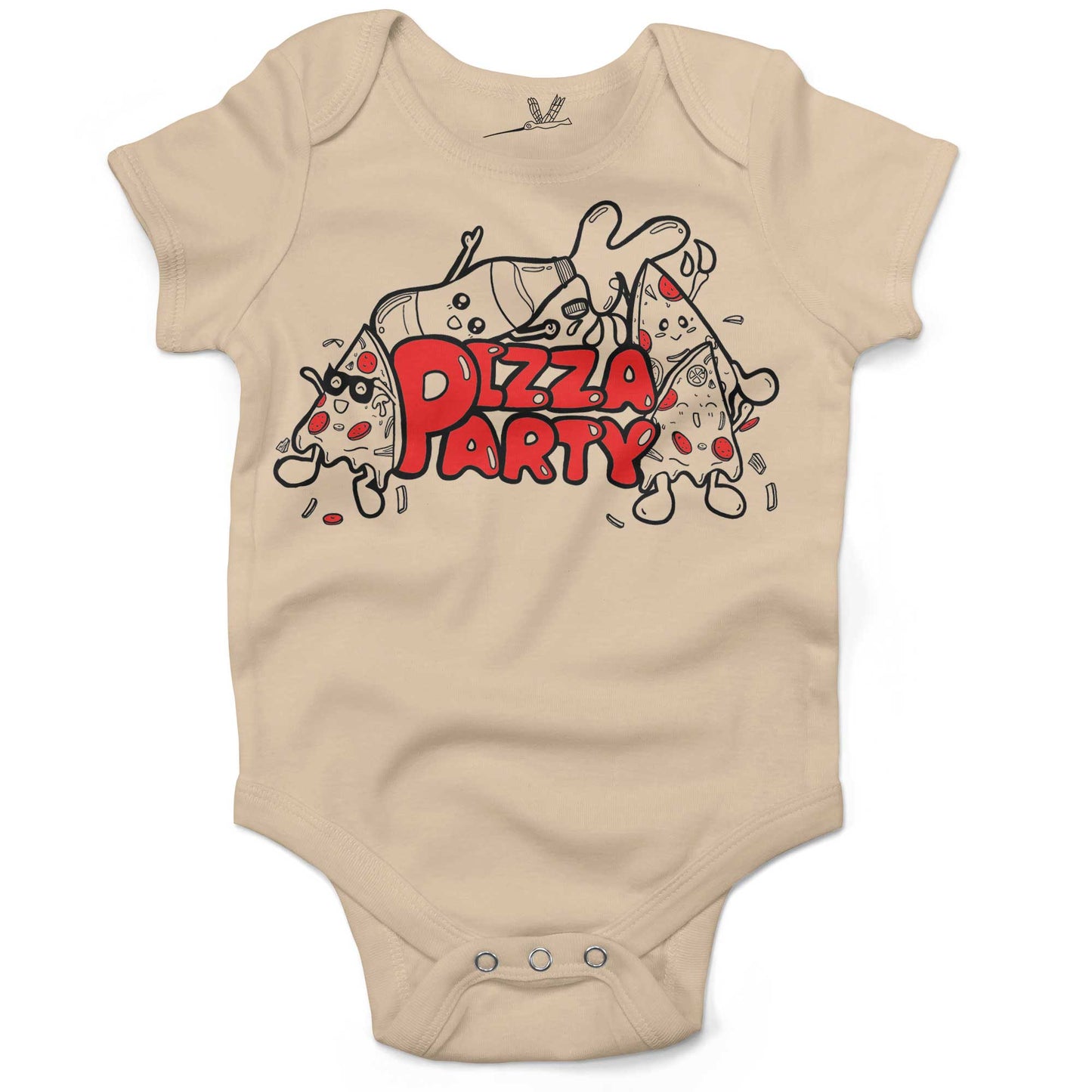 Pizza Party Infant Bodysuit or Raglan Baby Tee-Organic Natural-3-6 months