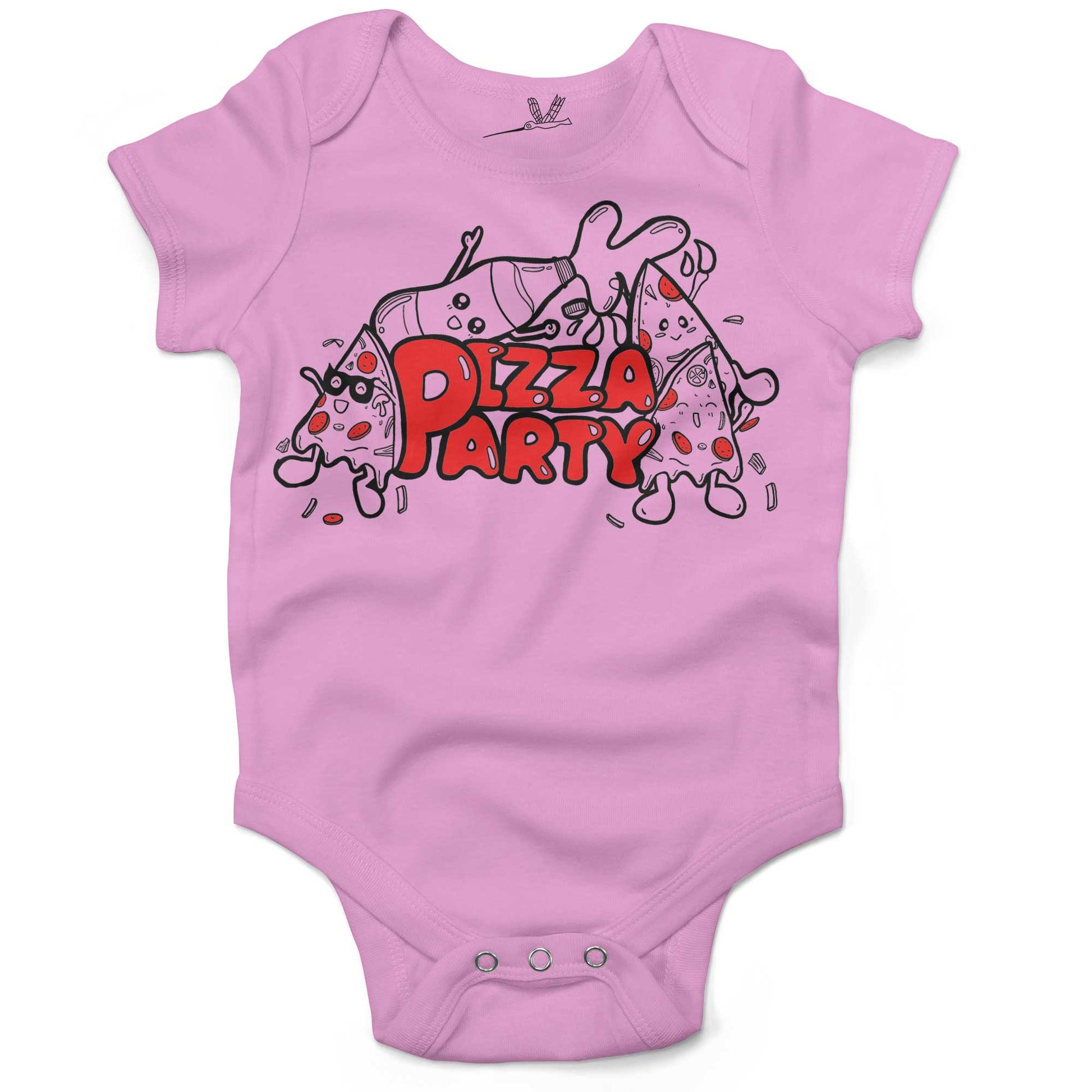 Pizza Party Infant Bodysuit or Raglan Baby Tee-Organic Pink-3-6 months