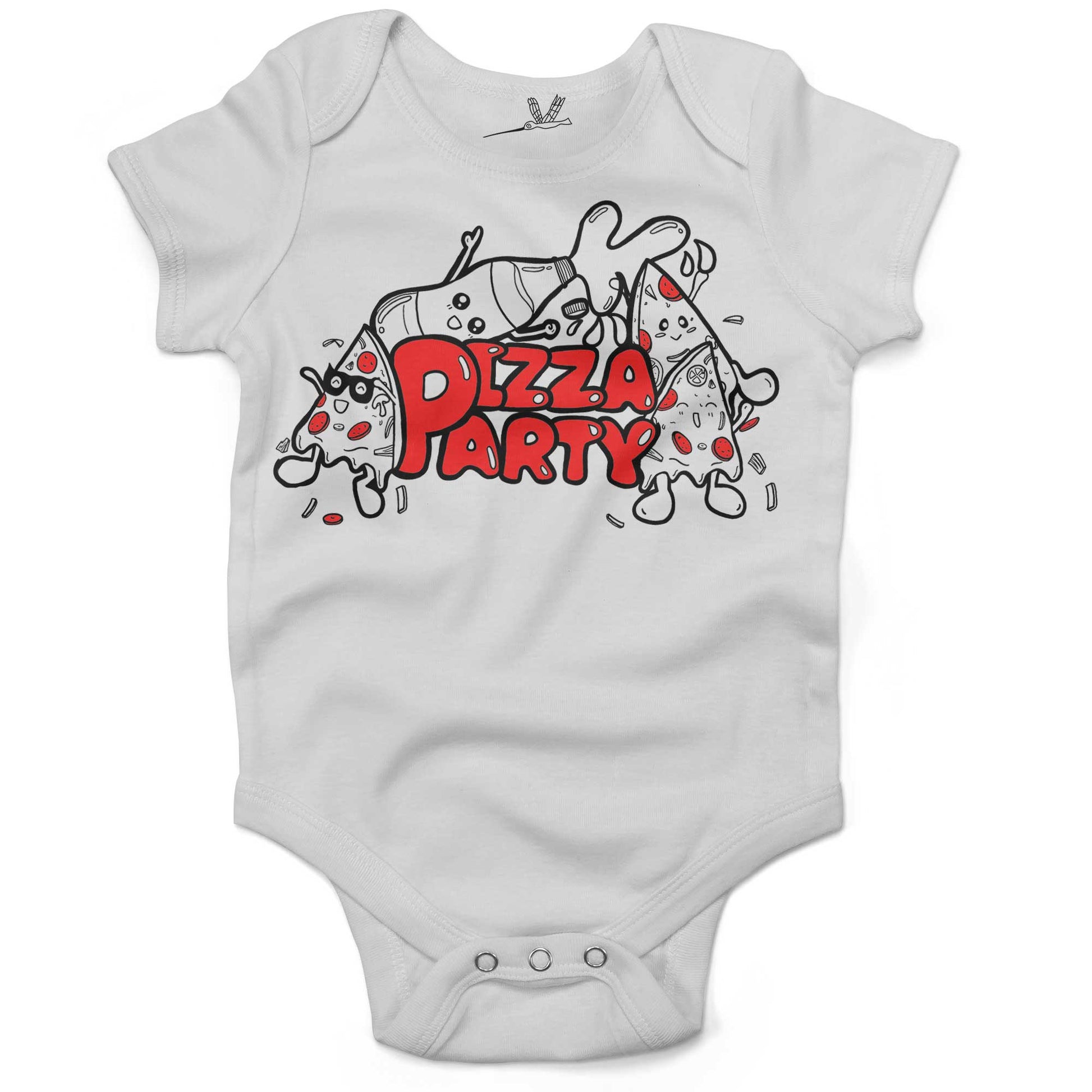 Pizza Party Infant Bodysuit or Raglan Baby Tee-White-3-6 months