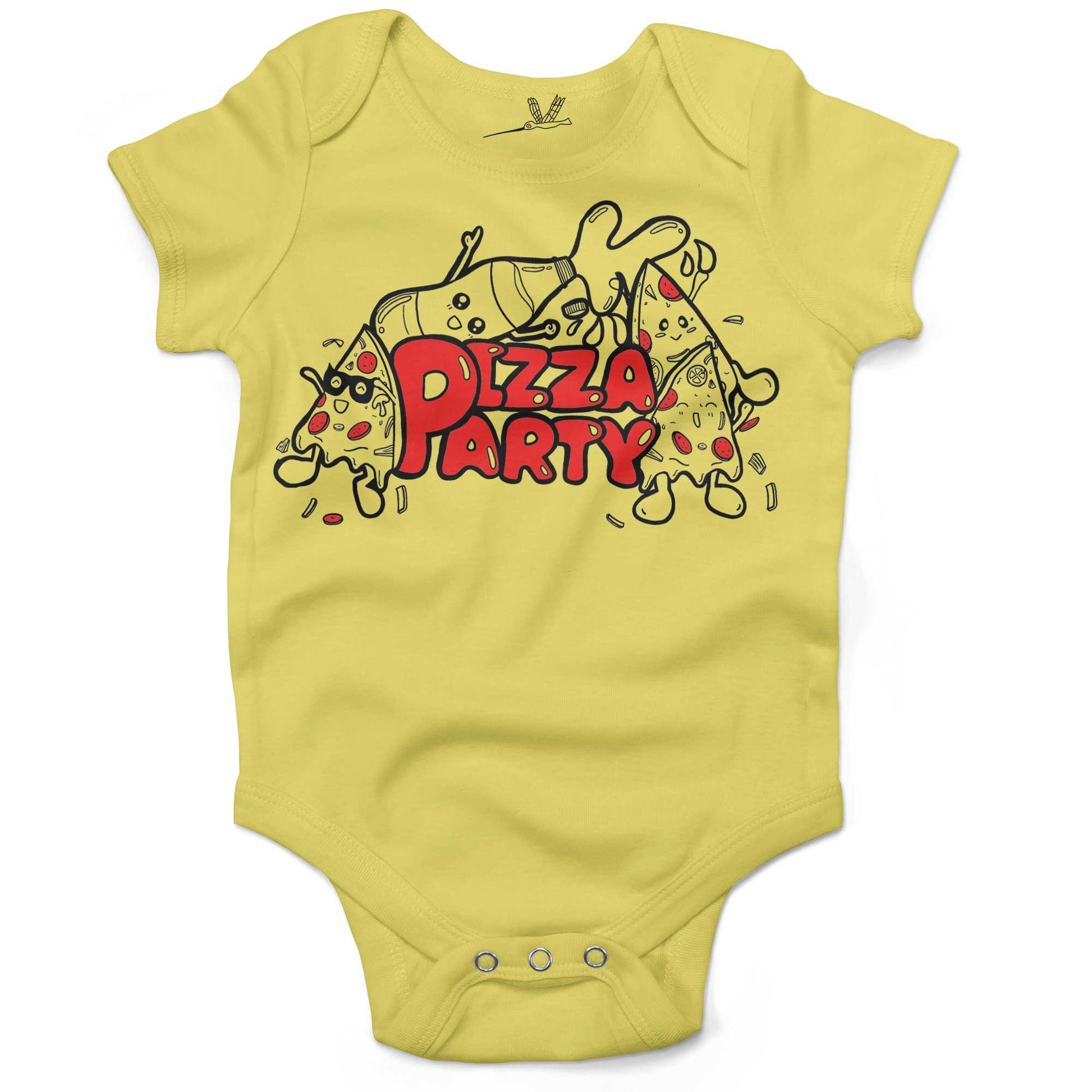 Pizza Party Infant Bodysuit or Raglan Baby Tee-Yellow-3-6 months