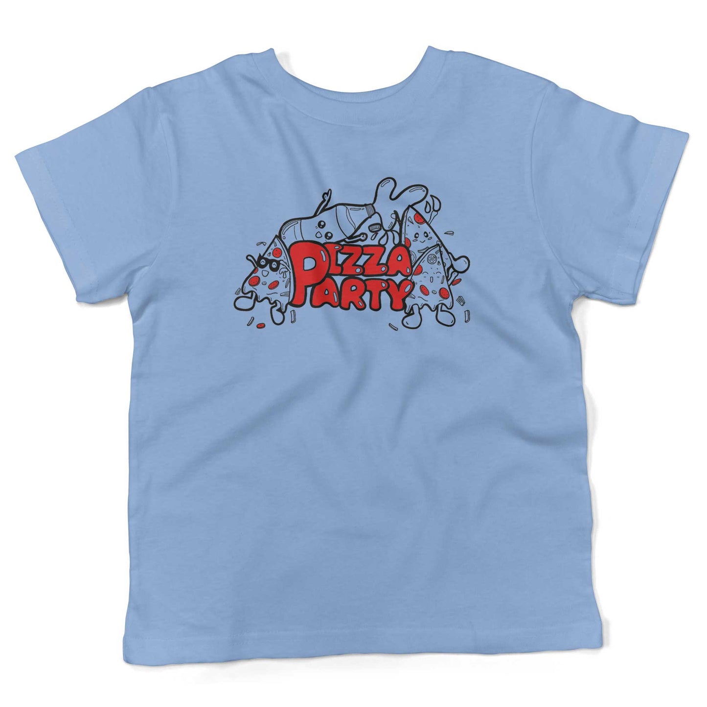 Pizza Party Toddler Shirt-Organic Baby Blue-2T