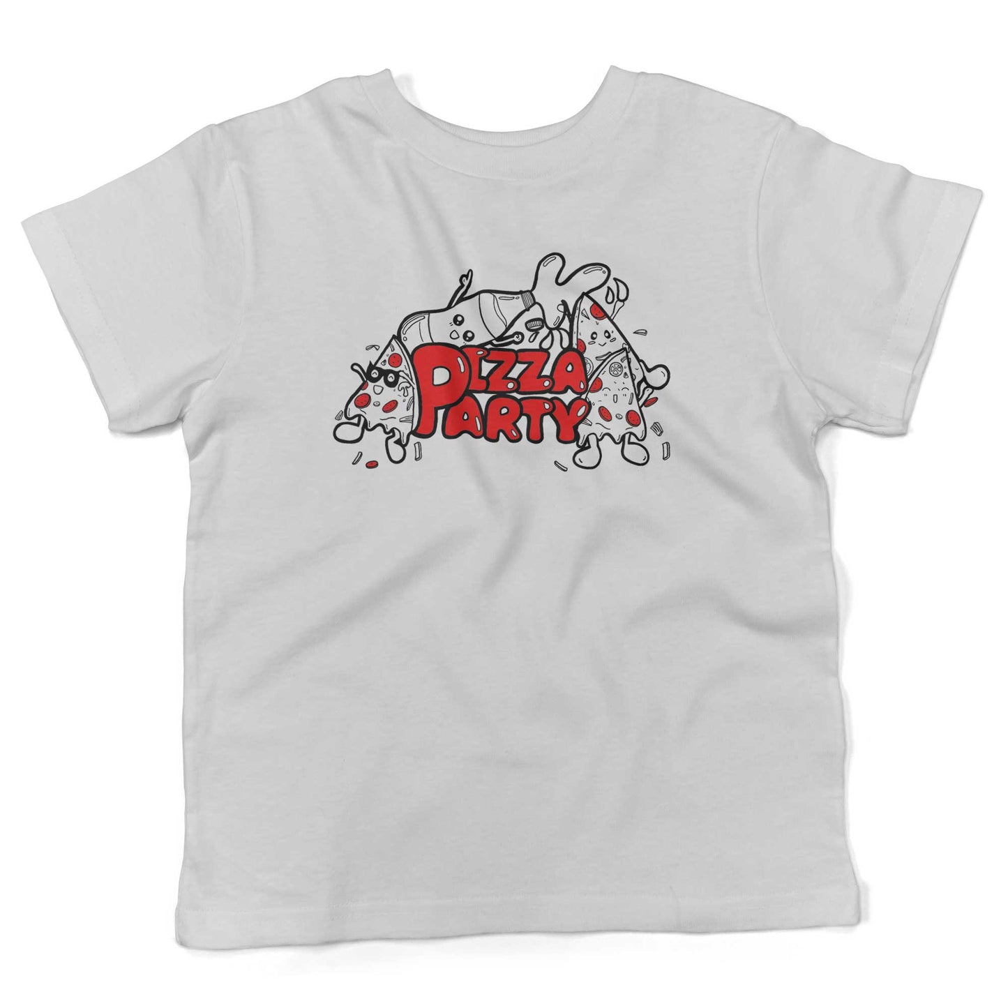 Pizza Party Toddler Shirt-White-2T