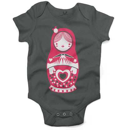 Russian Doll Infant Bodysuit or Raglan Tee-Organic Asphalt-3-6 months