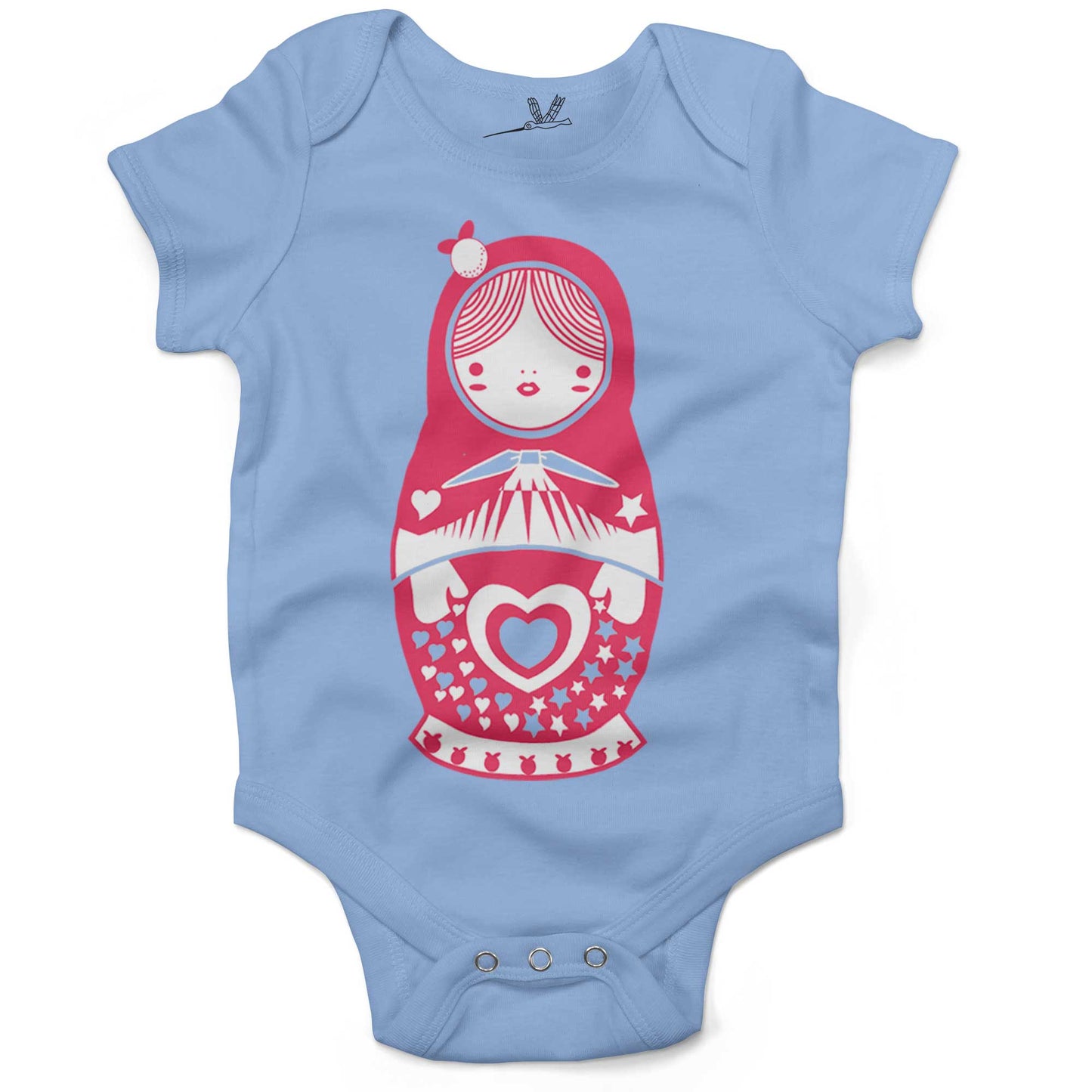 Russian Doll Infant Bodysuit or Raglan Tee-Organic Baby Blue-3-6 months