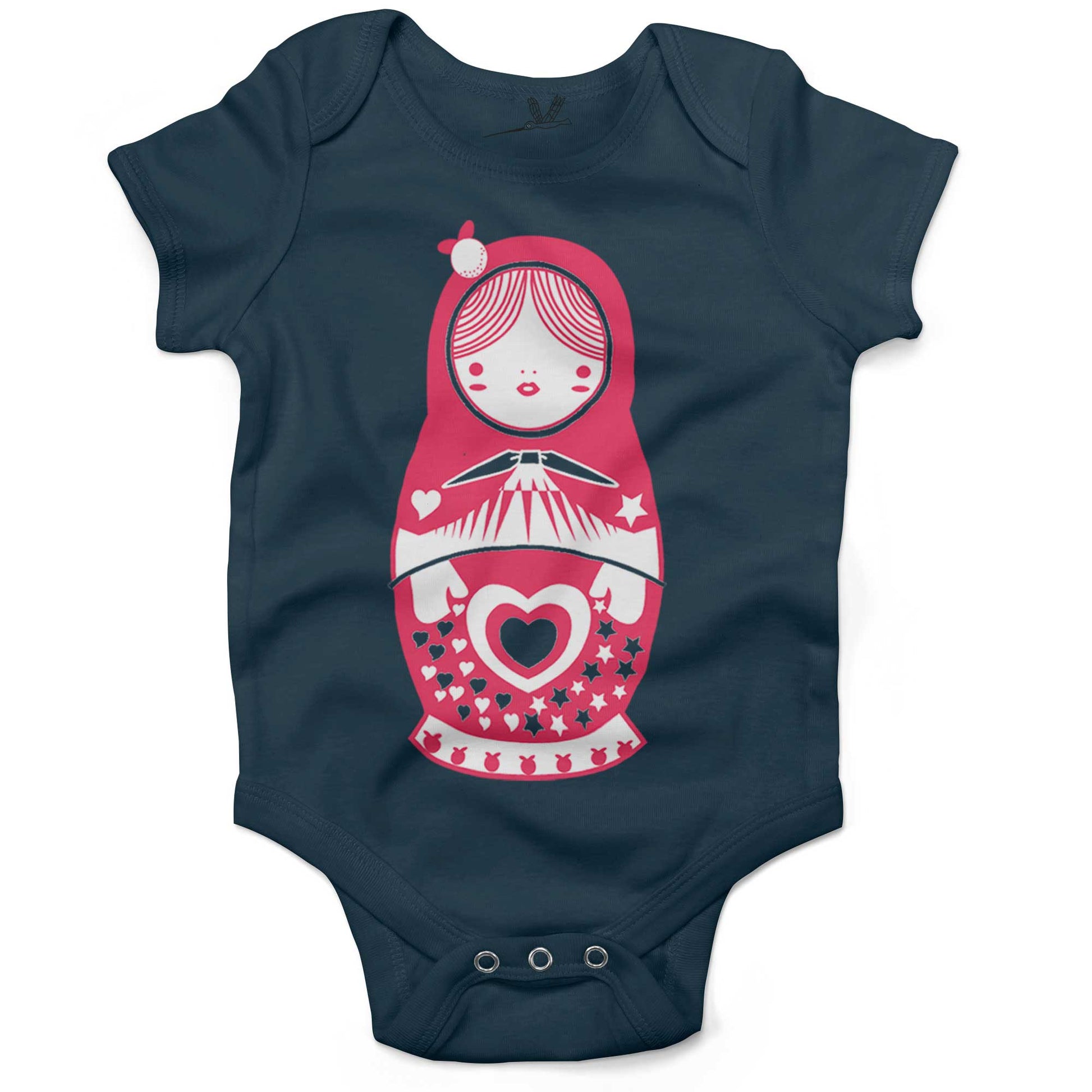 Russian Doll Infant Bodysuit or Raglan Tee-Organic Pacific Blue-3-6 months