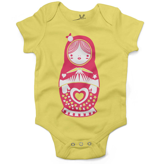 Russian Doll Infant Bodysuit or Raglan Tee-Yellow-3-6 months