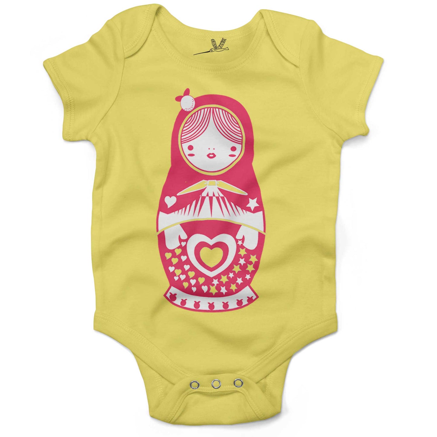 Russian Doll Infant Bodysuit or Raglan Tee-Yellow-3-6 months