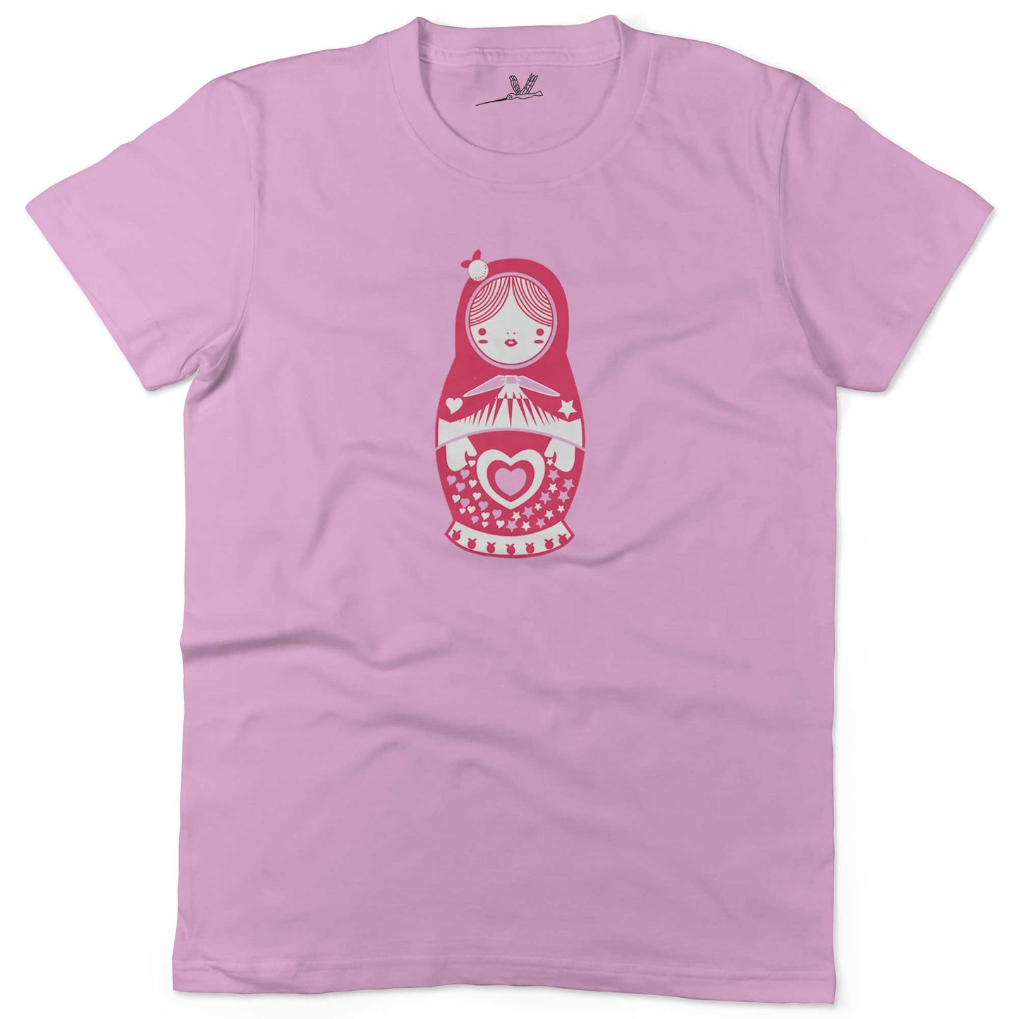 Russian Doll Unisex Or Women's Cotton T-shirt-Pink-Woman