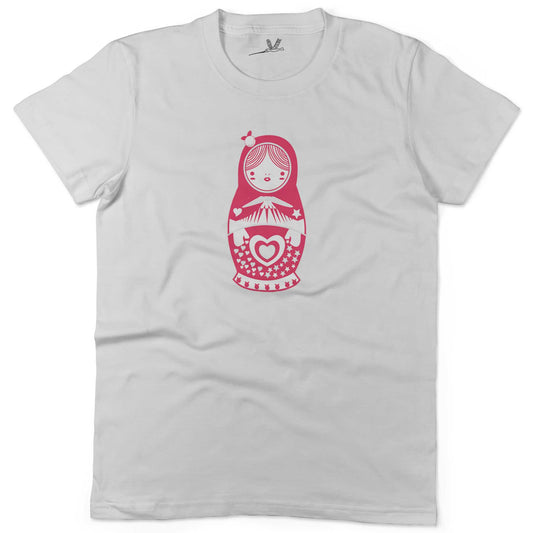 Russian Doll Unisex Or Women's Cotton T-shirt-White-Woman