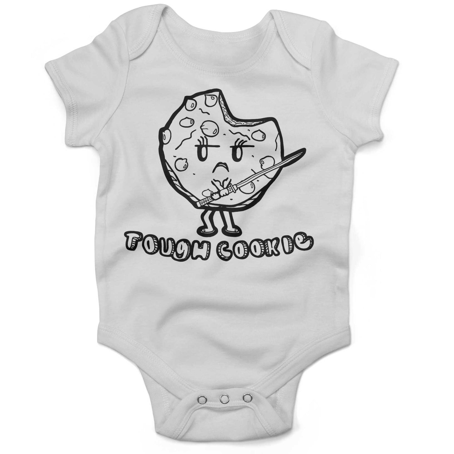 Tough Cookie Infant Bodysuit or Raglan Tee-White-3-6 months