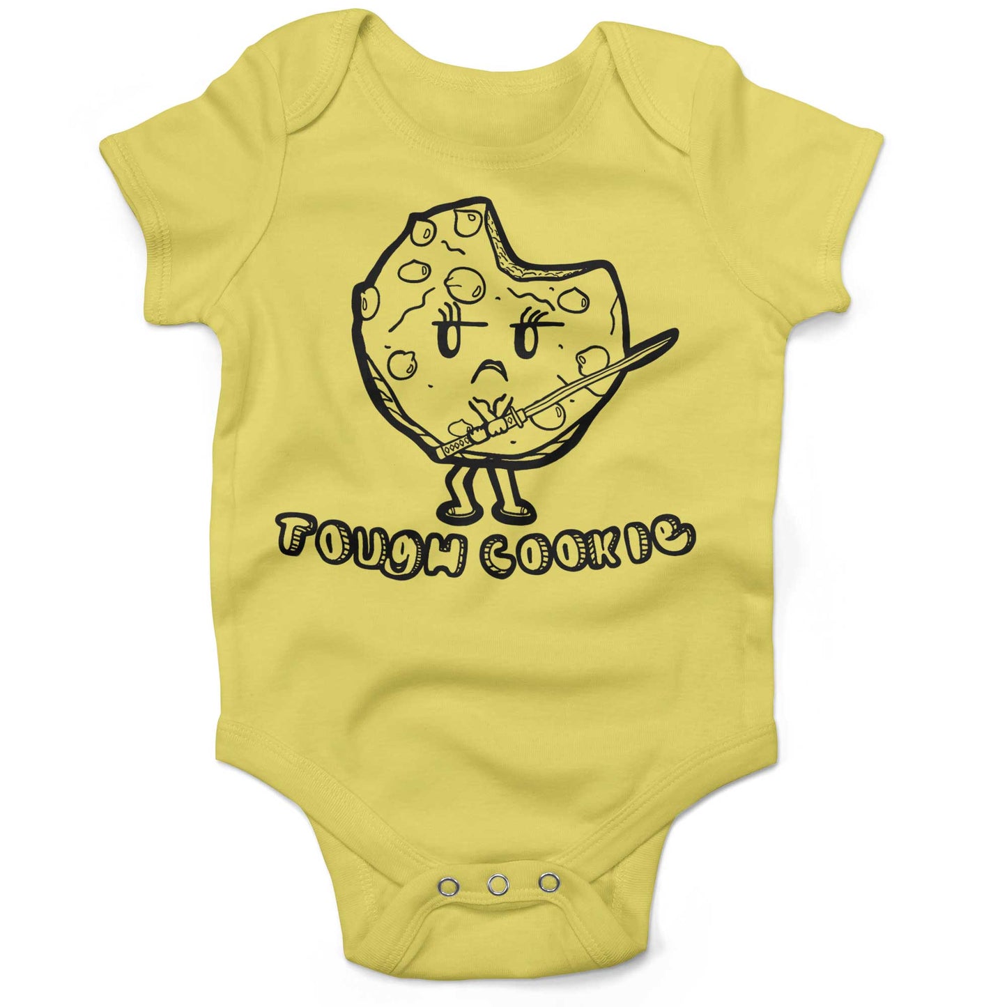 Tough Cookie Infant Bodysuit or Raglan Tee-Yellow-3-6 months