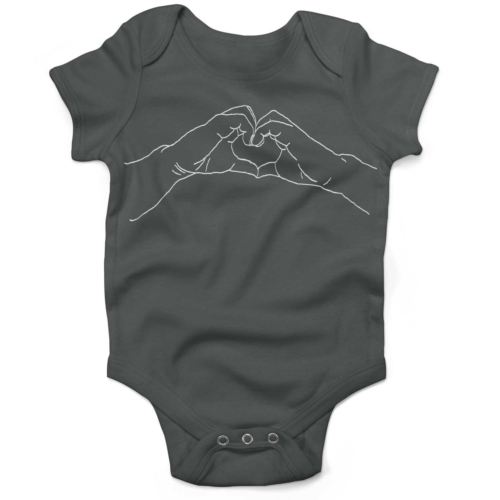Heart Hands Infant Bodysuit or Raglan Tee-Organic Asphalt-3-6 months